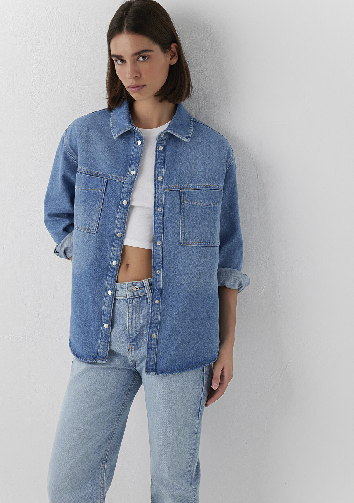 Mavi Brida Iconic Puslu Indigo Mavisi Jean Gömlek görsel 2