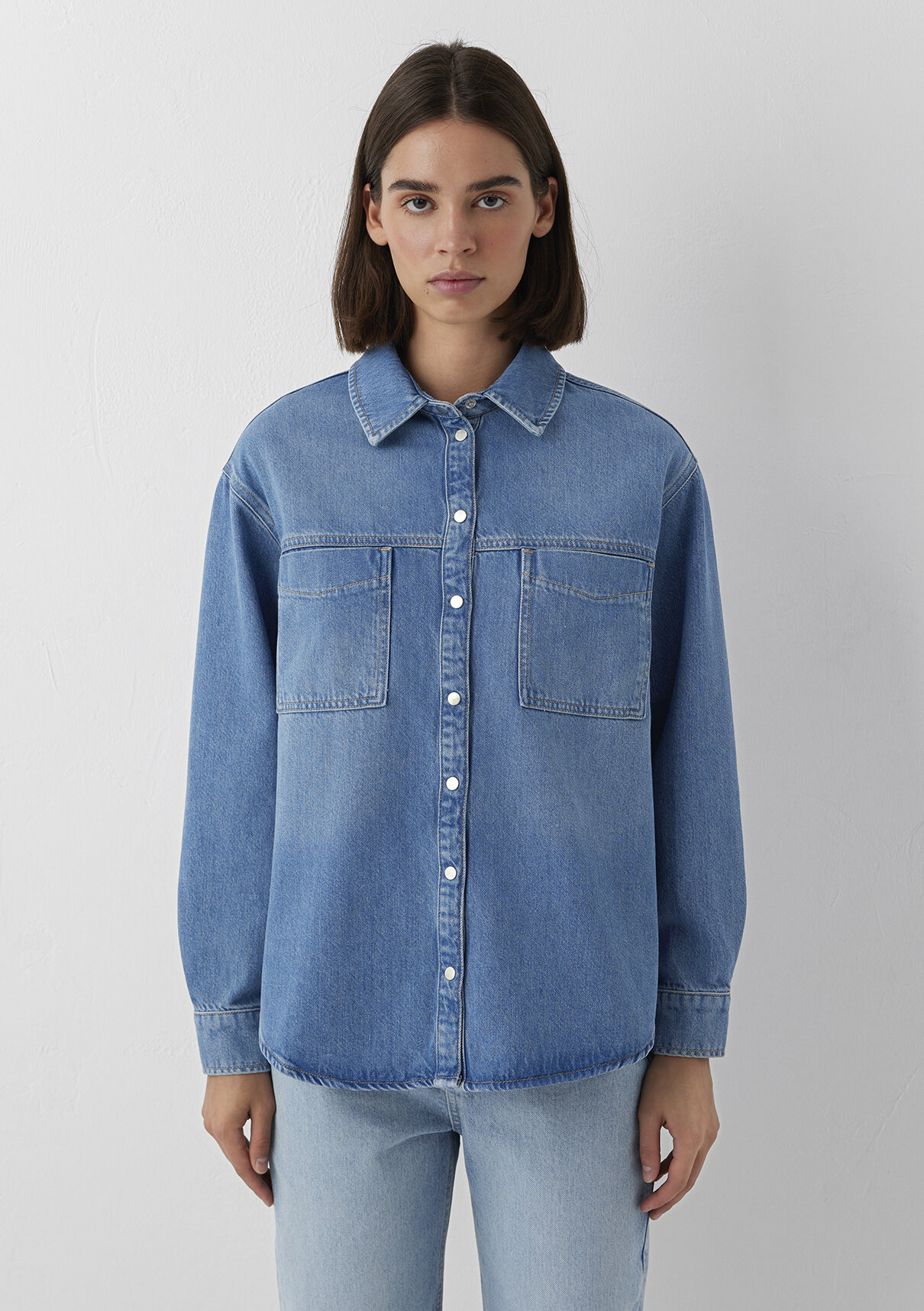 Mavi Brida Iconic Puslu Indigo Mavisi Jean Gömlek görsel 3