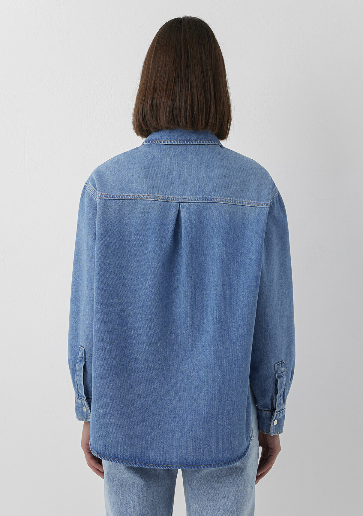 Mavi Brida Iconic Puslu Indigo Mavisi Jean Gömlek görsel 5
