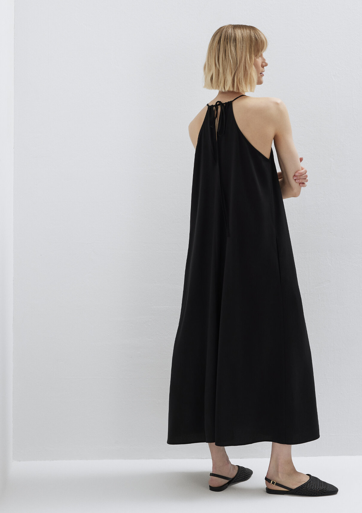 Mavi Siyah (TENCEL™) Liyosel Uzun Elbise görsel 2
