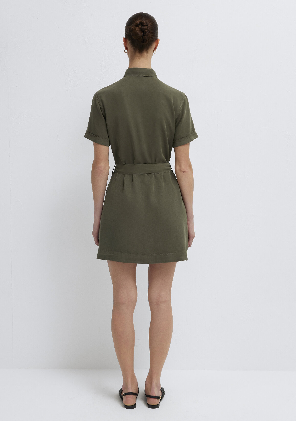 Mavi %100 Liyosel (Tencel™) Haki Kısa Elbise görsel 5