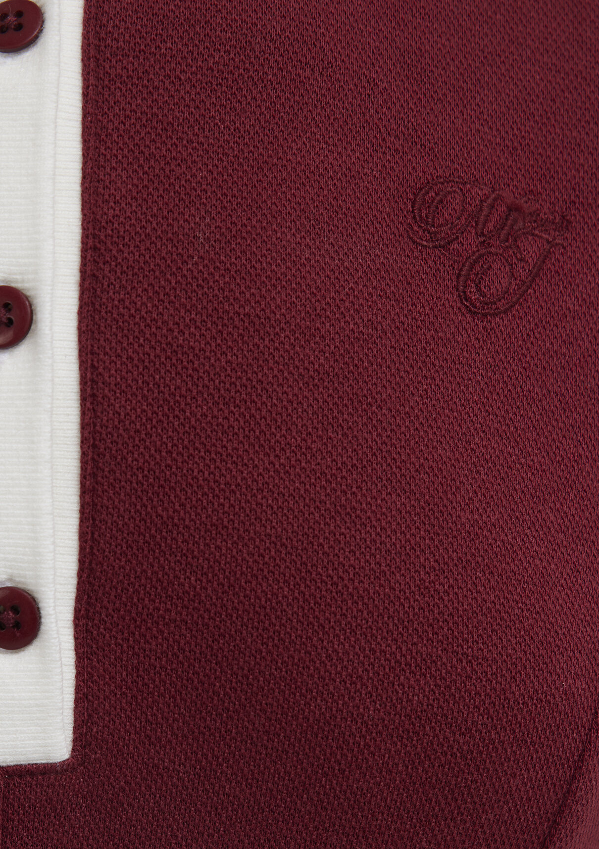 Mavi Polo Yaka Nakış Detaylı Bordo Mini Elbise görsel 8