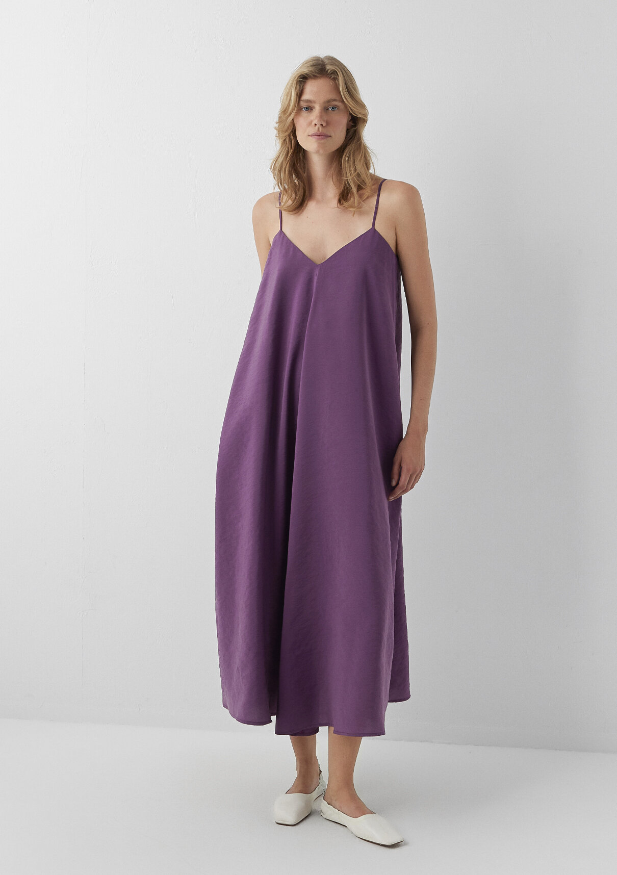 Mavi (Tencel™) Modal Karışımlı Askılı Mor Elbise