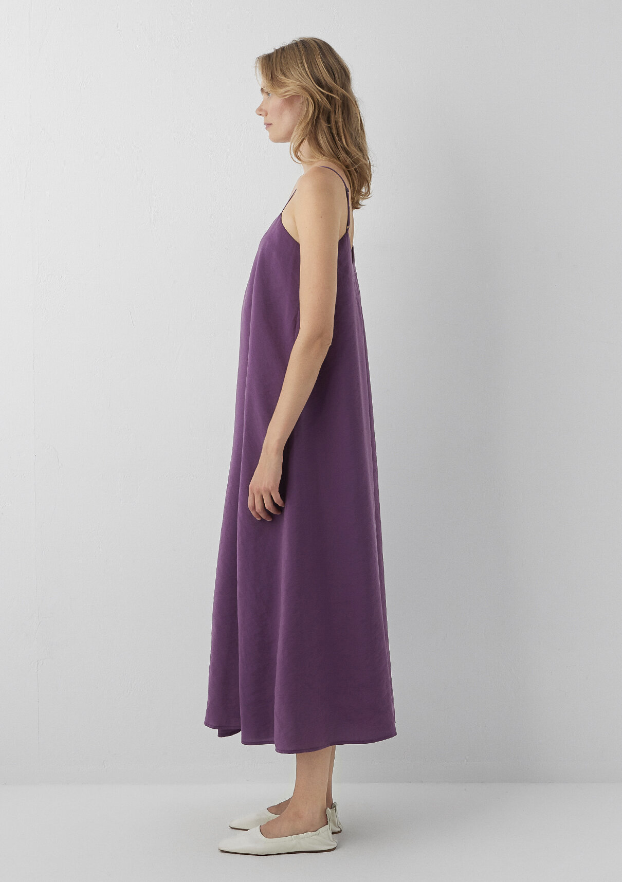 Mavi (Tencel™) Modal Karışımlı Askılı Mor Elbise görsel 4