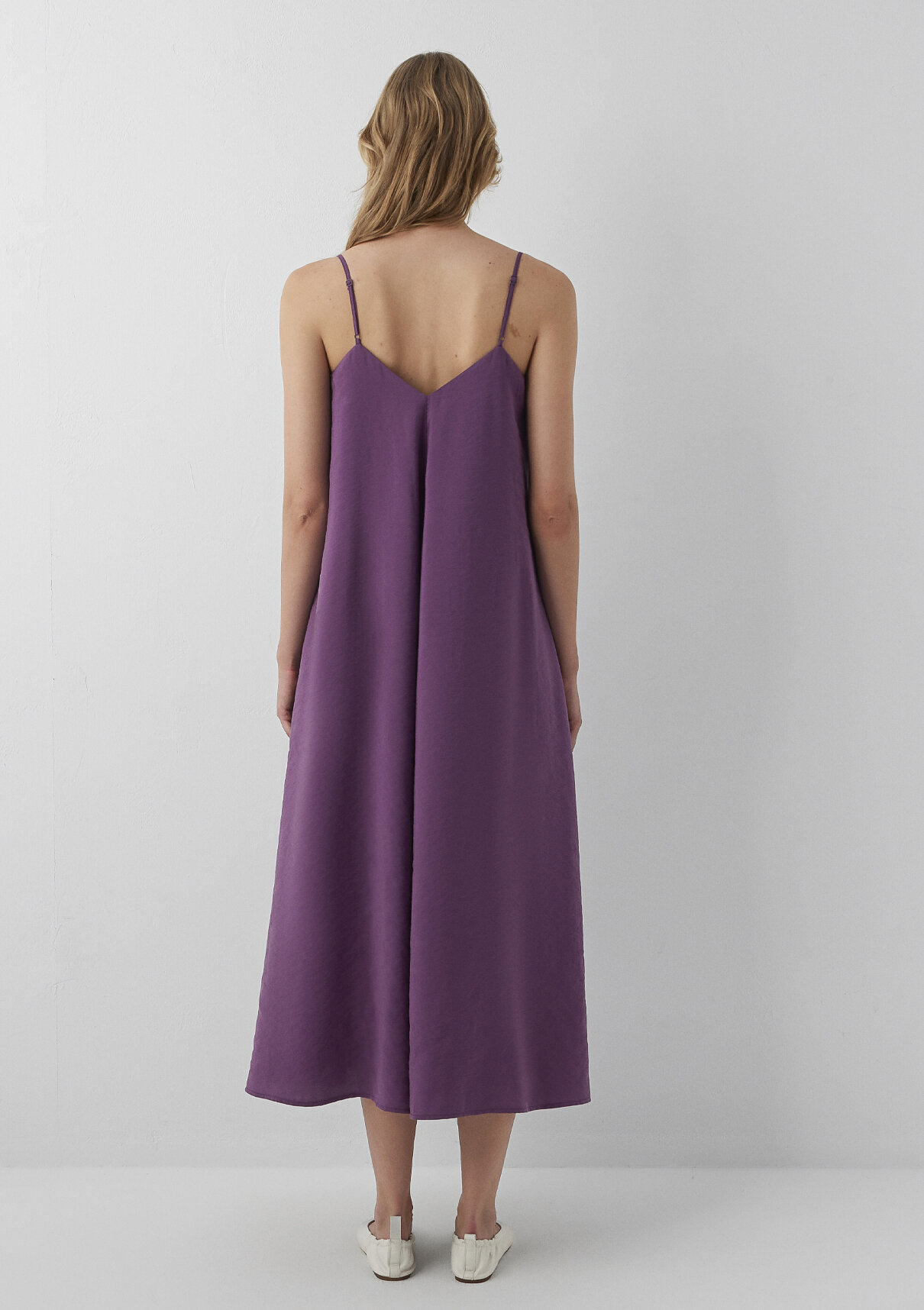 Mavi (Tencel™) Modal Karışımlı Askılı Mor Elbise görsel 5
