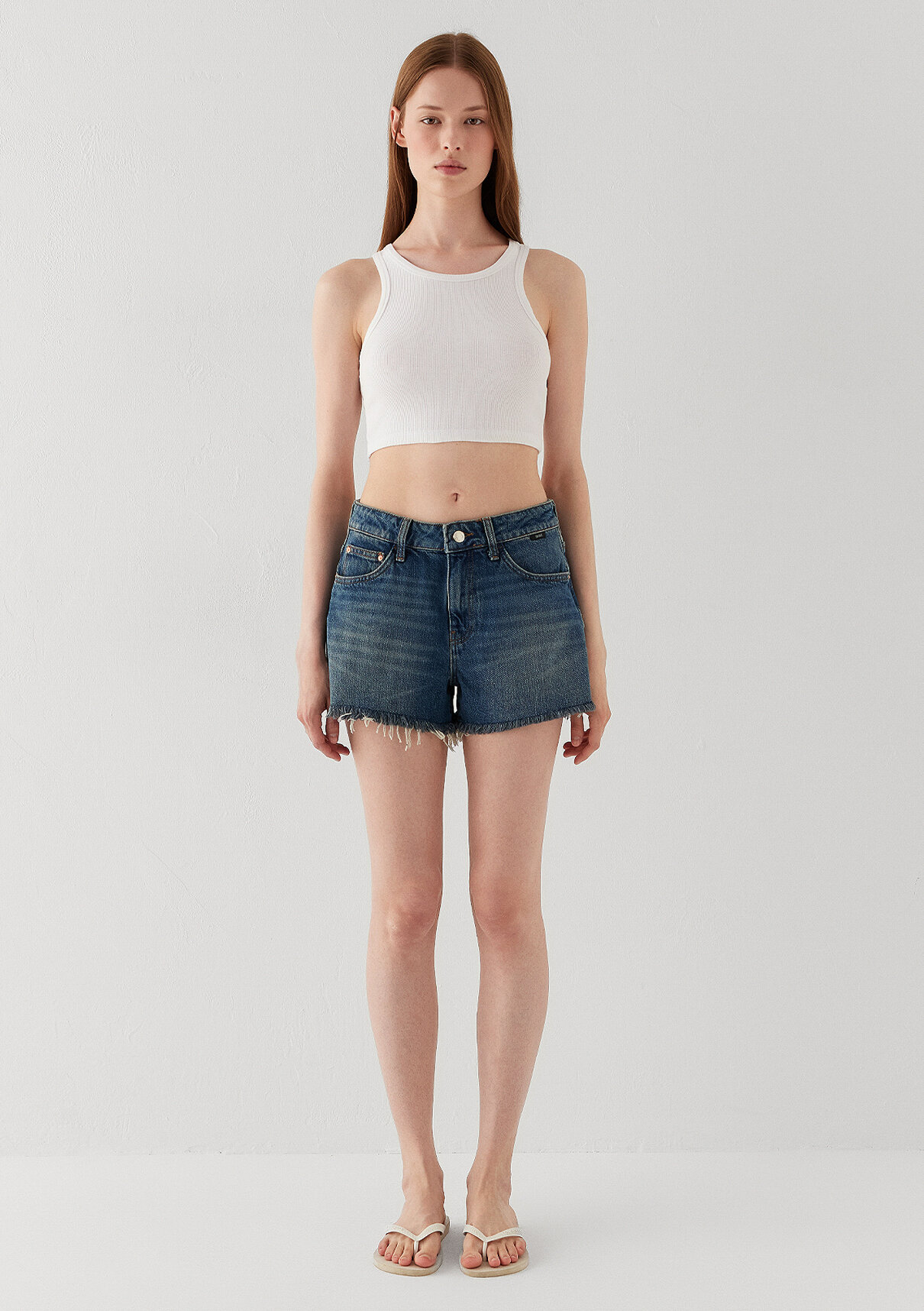 Mavi Rosie 90lar Yırtıklı Indigo Mavisi Jean Şort görsel 3