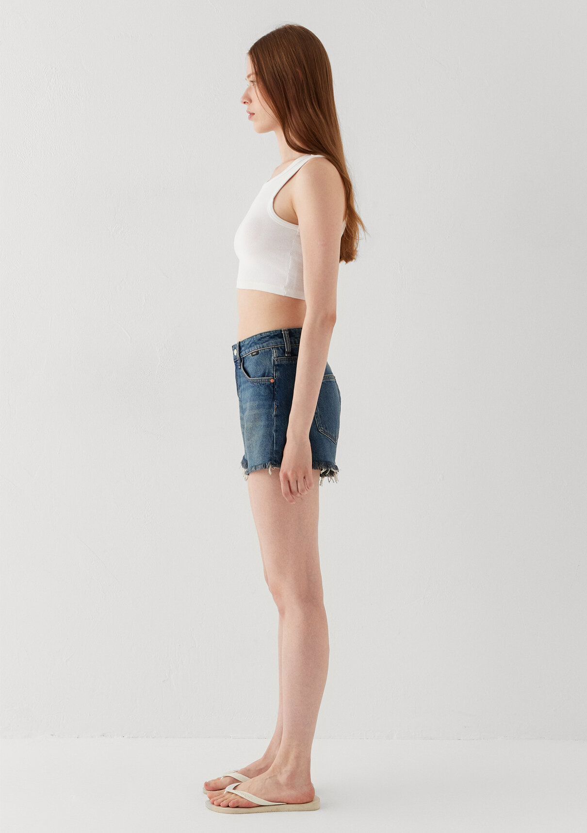Mavi Rosie 90lar Yırtıklı Indigo Mavisi Jean Şort görsel 4