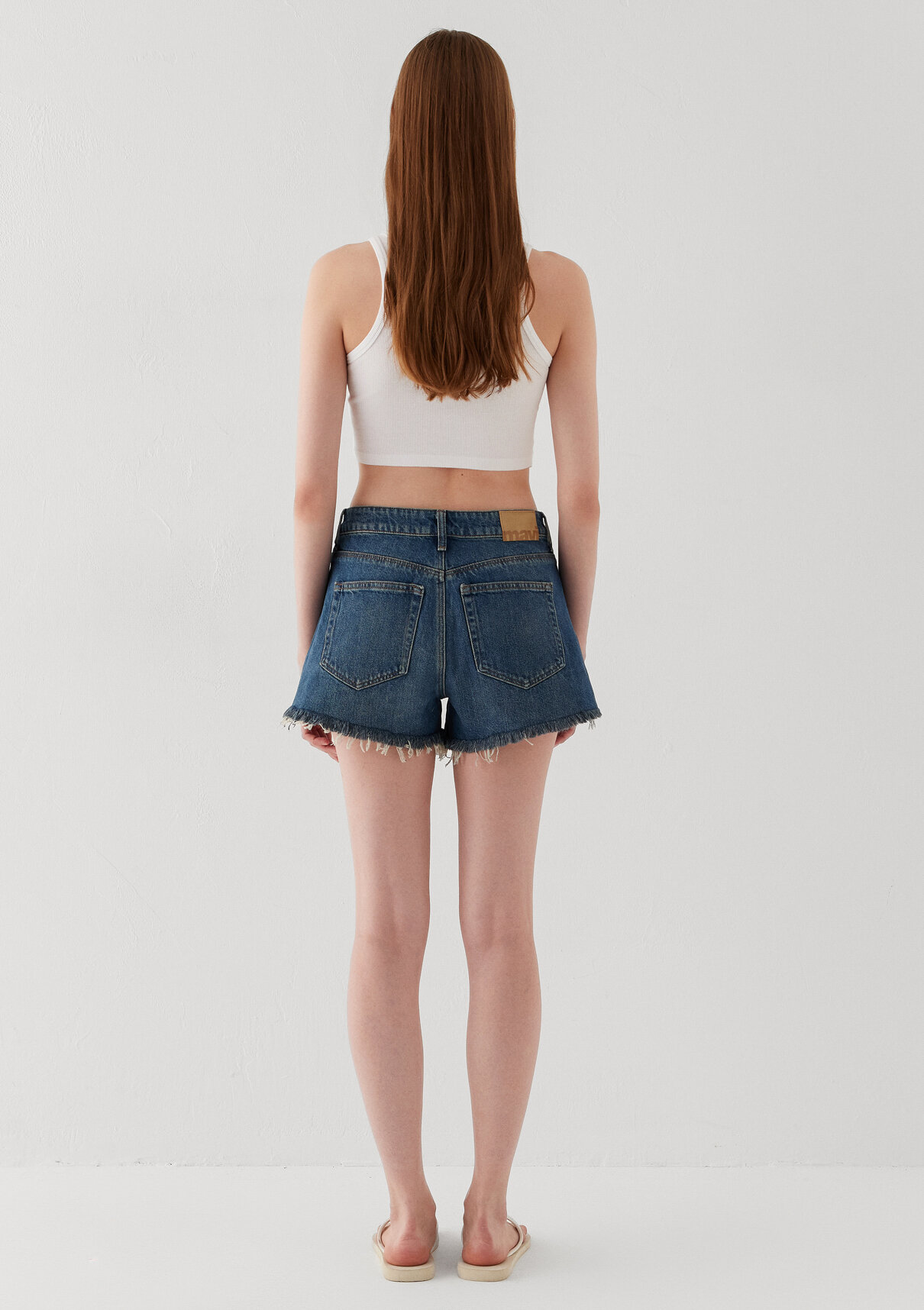 Mavi Rosie 90lar Yırtıklı Indigo Mavisi Jean Şort görsel 5