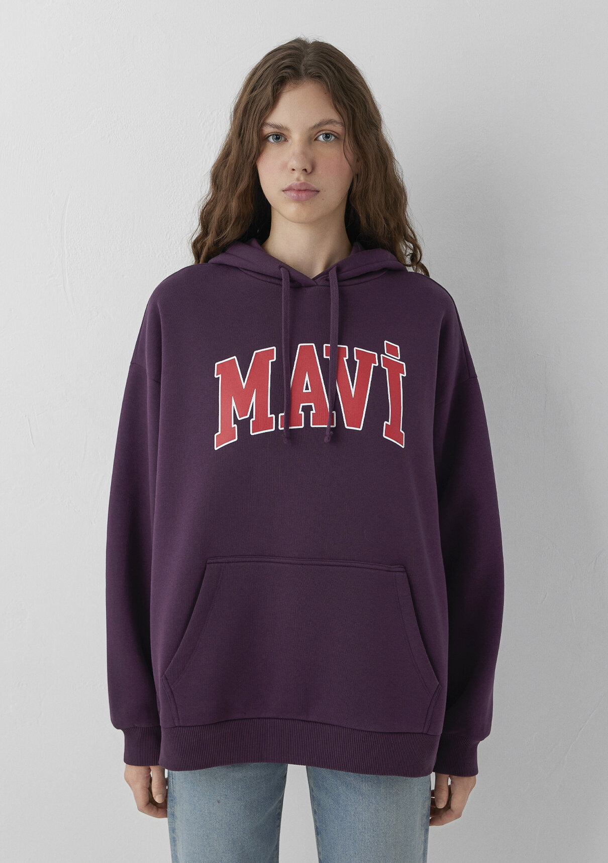 Mavi Logo Baskılı Kapüşonlu Mor Sweatshirt görsel 3