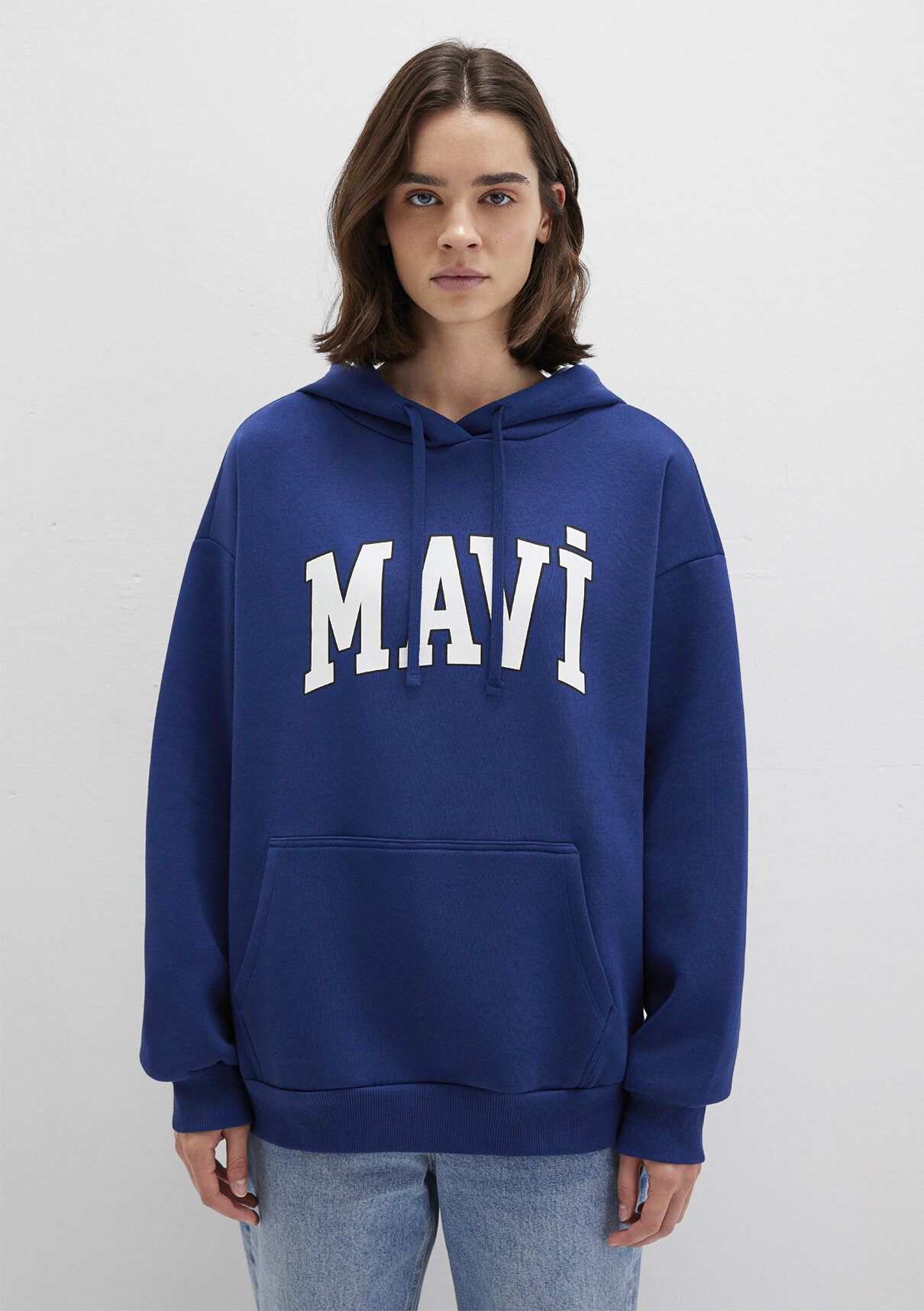 Mavi Logo Baskılı Kapüşonlu Lacivert Sweatshirt görsel 4