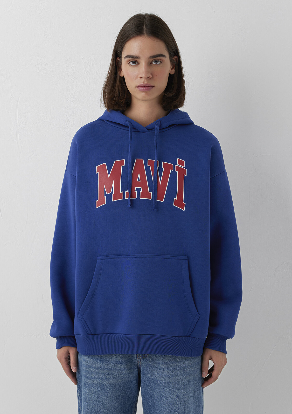 Mavi Logo Baskılı Kapüşonlu Lacivert Sweatshirt görsel 3