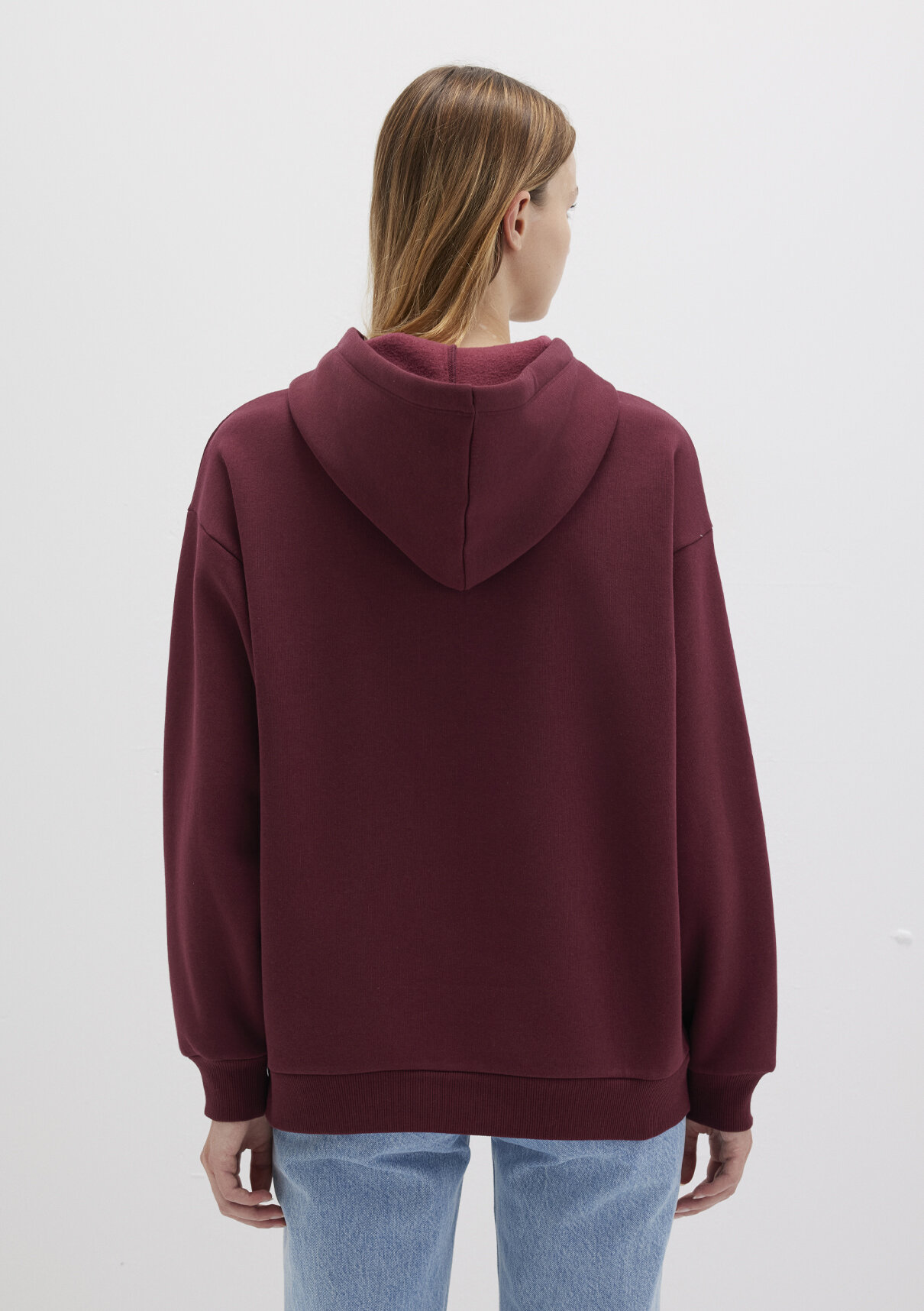 Mavi Logo Baskılı Kapüşonlu Bordo Sweatshirt görsel 5