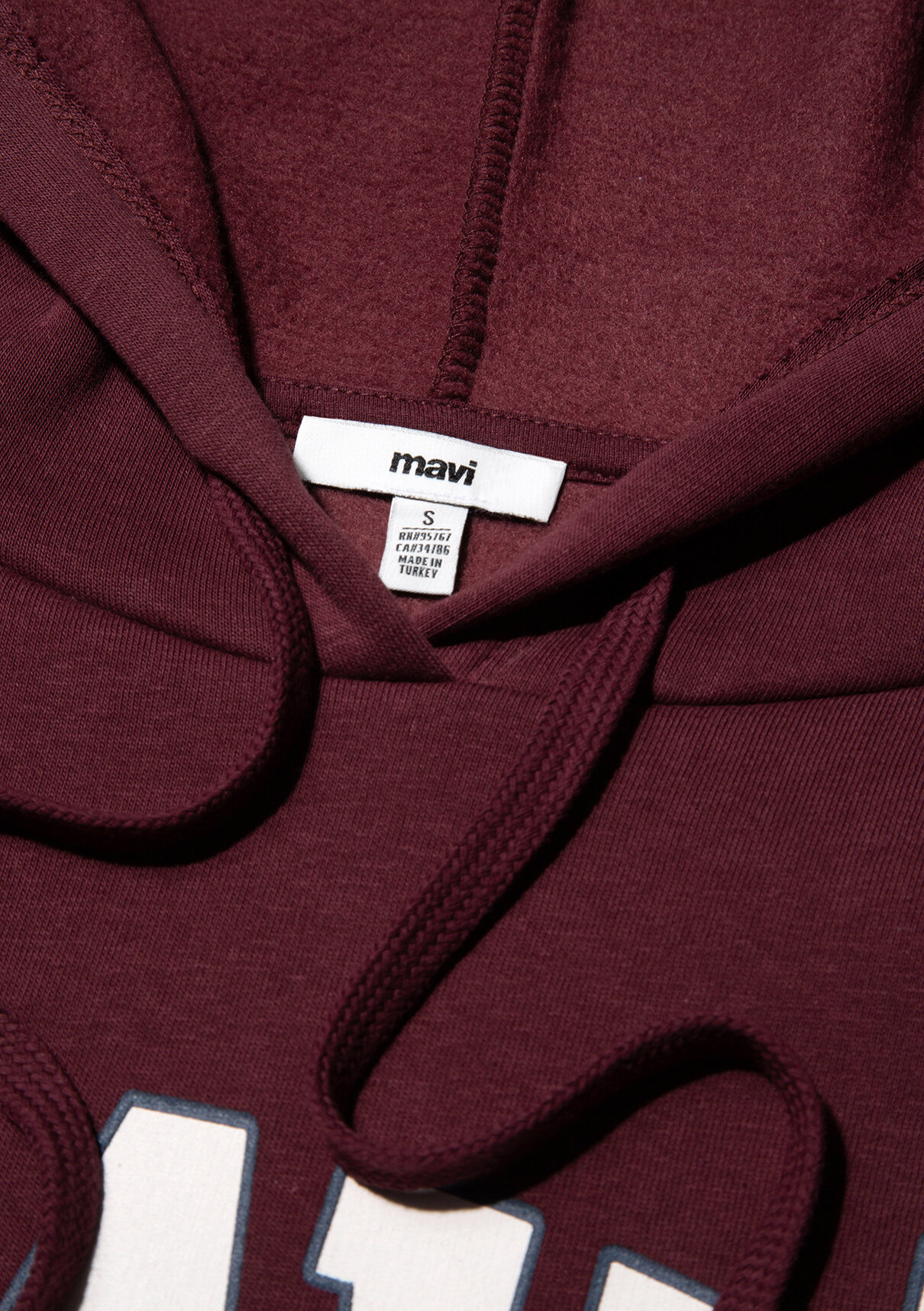 Mavi Logo Baskılı Kapüşonlu Bordo Sweatshirt görsel 8