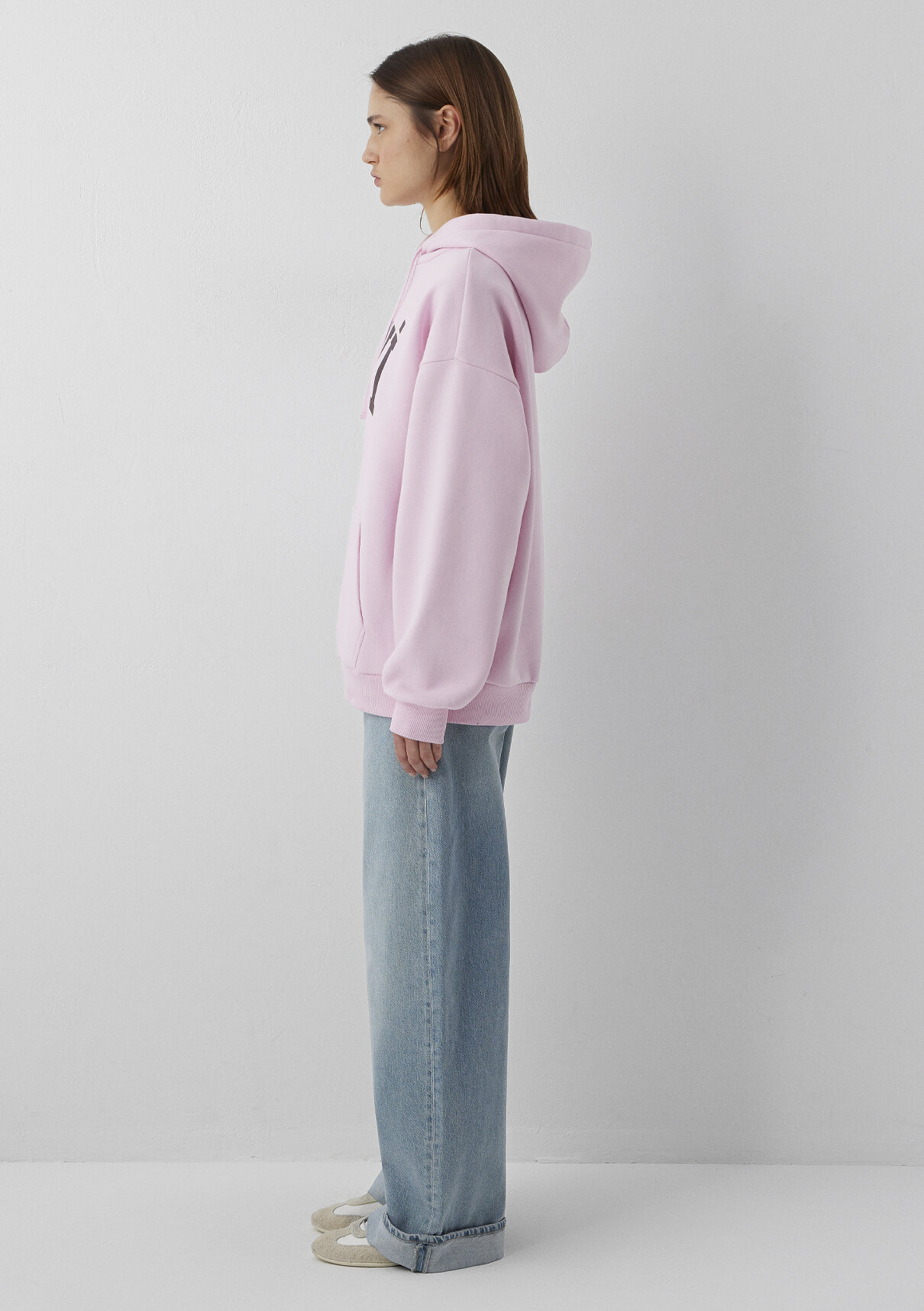 Mavi Logo Baskılı Kapüşonlu Pembe Sweatshirt görsel 5