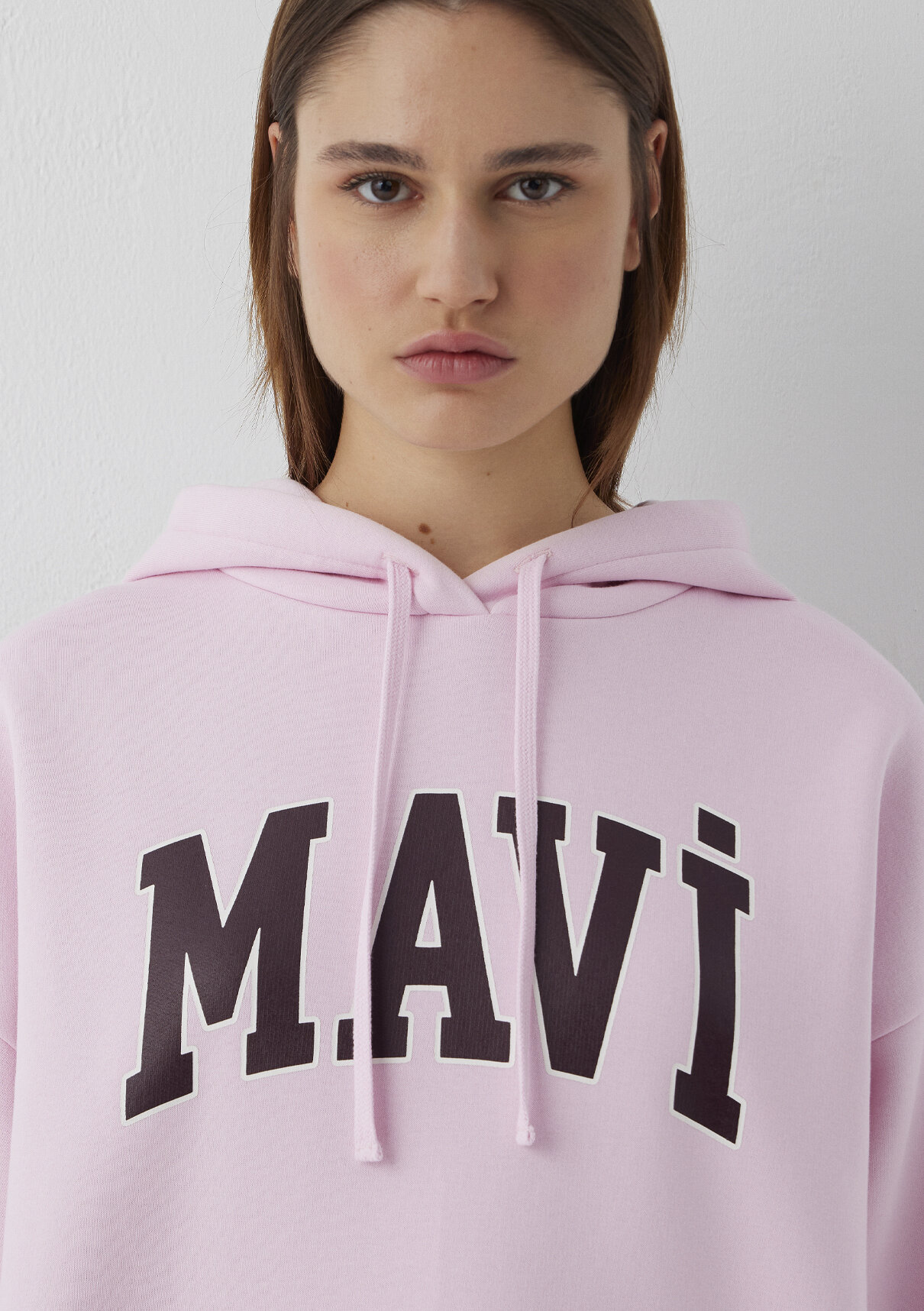 Mavi Logo Baskılı Kapüşonlu Pembe Sweatshirt görsel 7