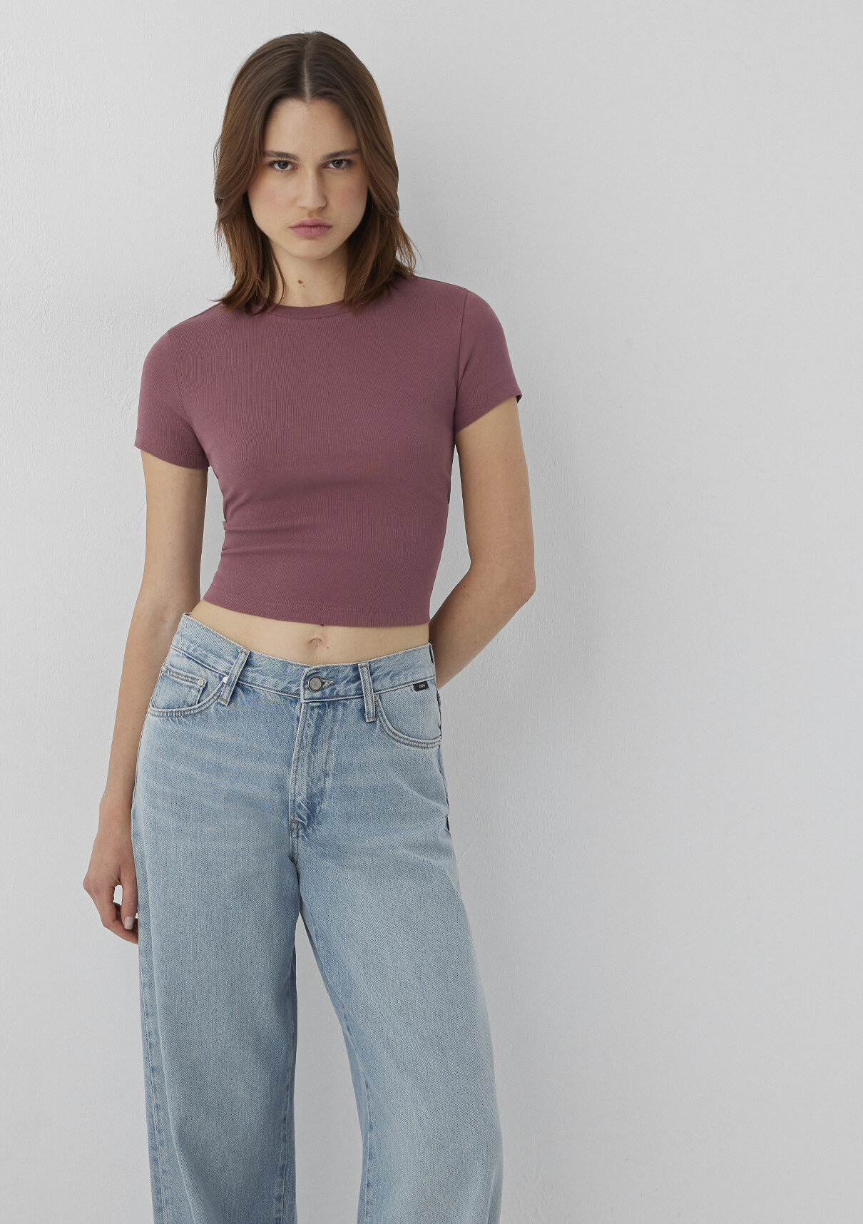 Mavi Pembe Basic Crop Tişört görsel 2