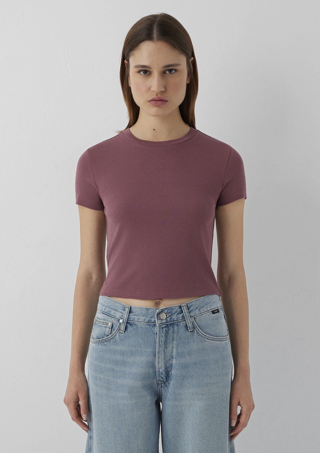 Mavi Pembe Basic Crop Tişört görsel 3