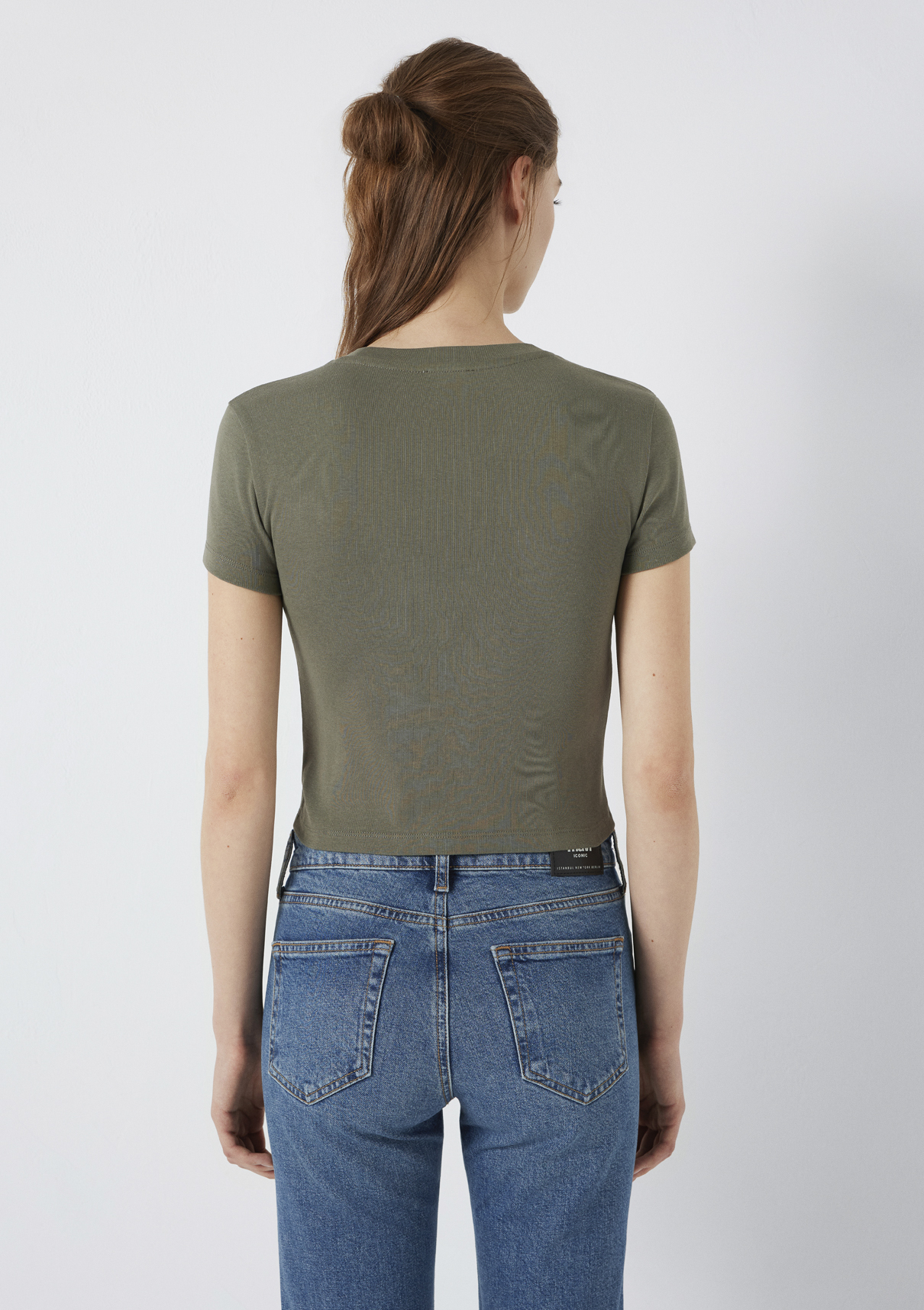 Mavi Yeşil Basic Crop Tişört görsel 6