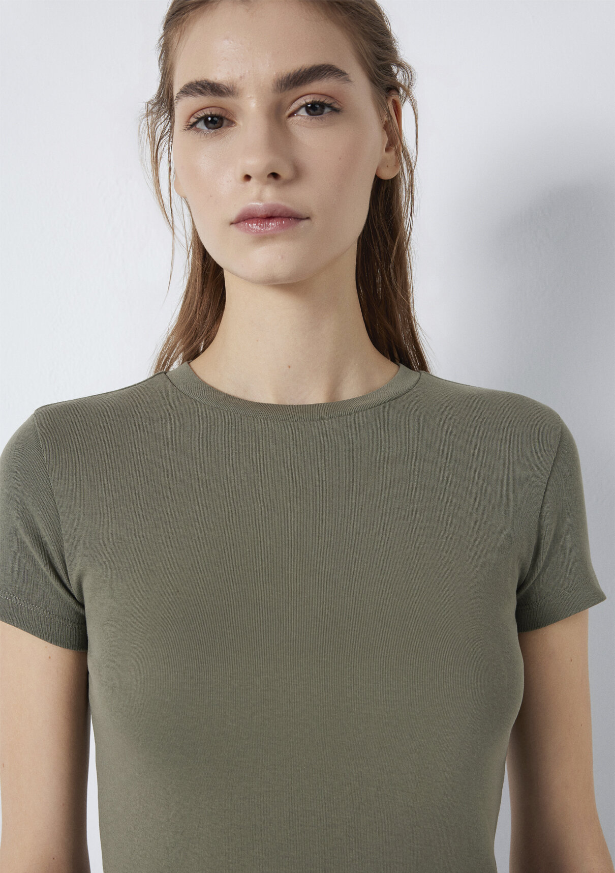 Mavi Yeşil Basic Crop Tişört görsel 7