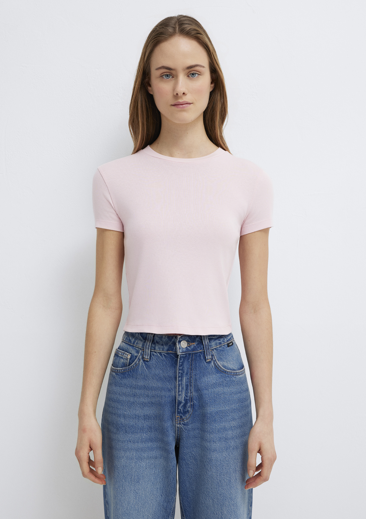 Mavi Pembe Basic Crop Tişört görsel 4