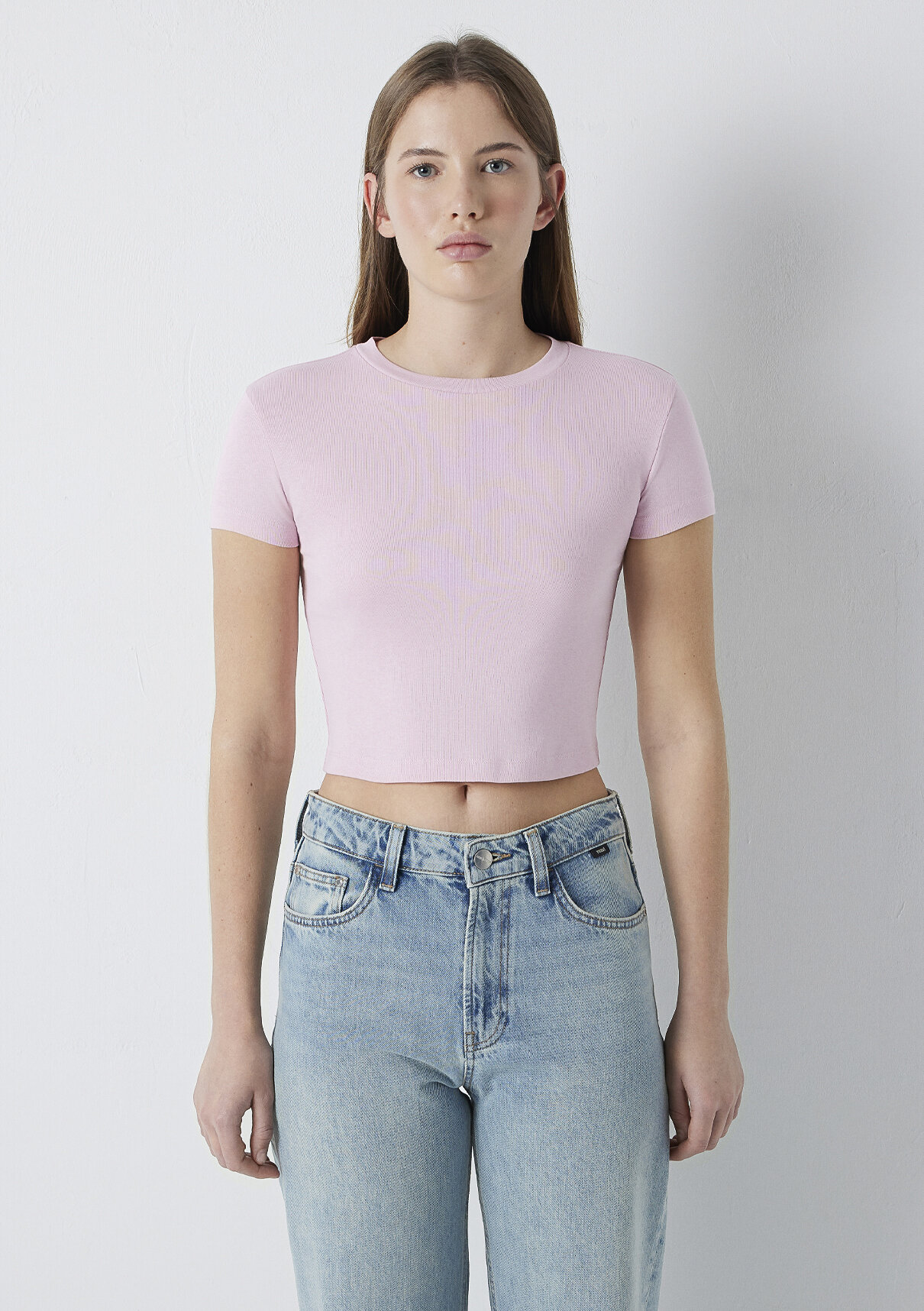 Mavi Pembe Basic Crop Tişört görsel 4