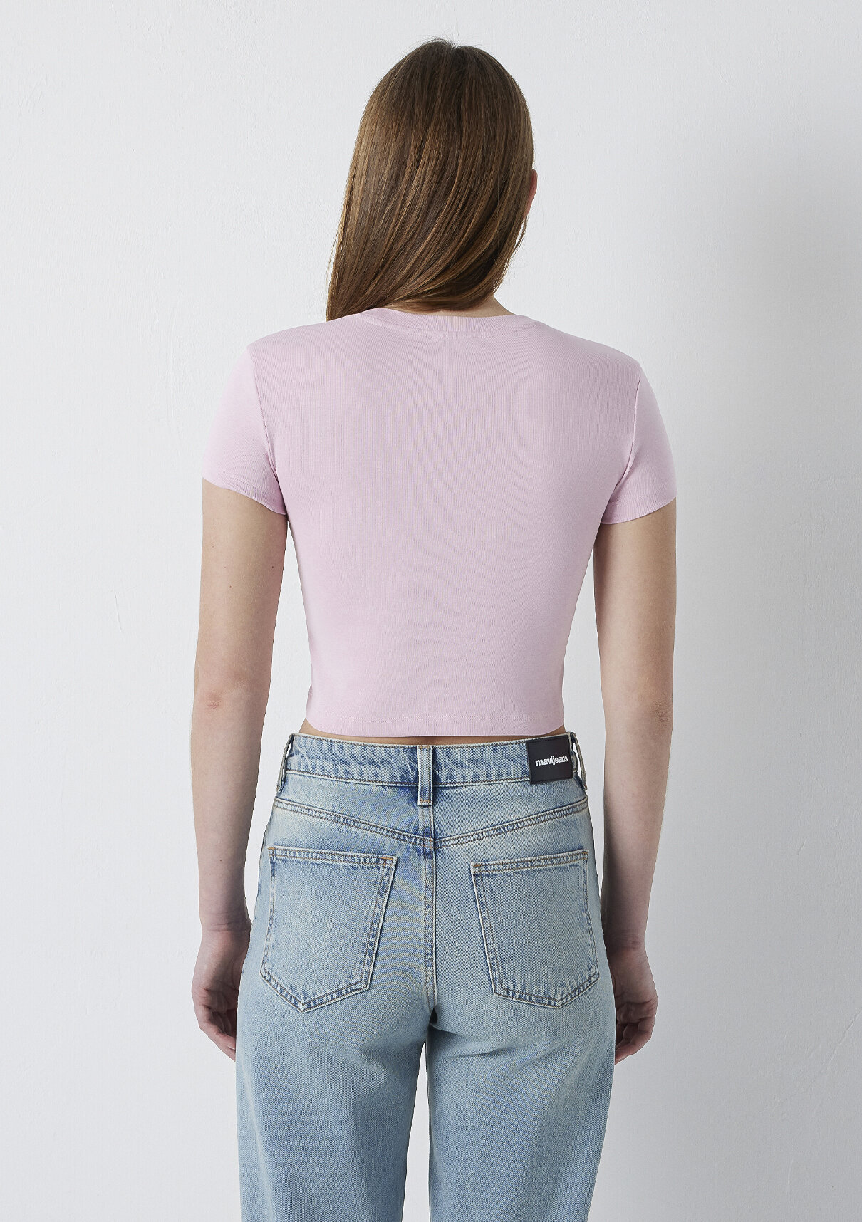Mavi Pembe Basic Crop Tişört görsel 6