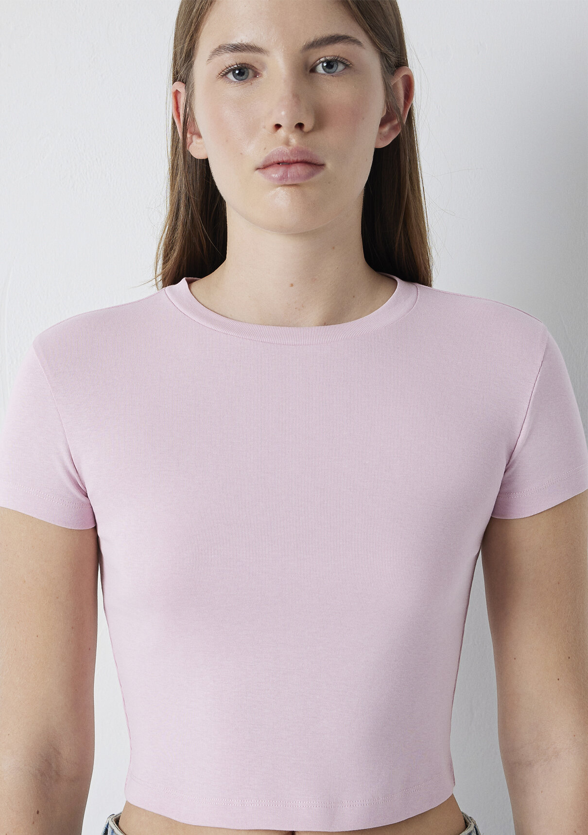Mavi Pembe Basic Crop Tişört görsel 7