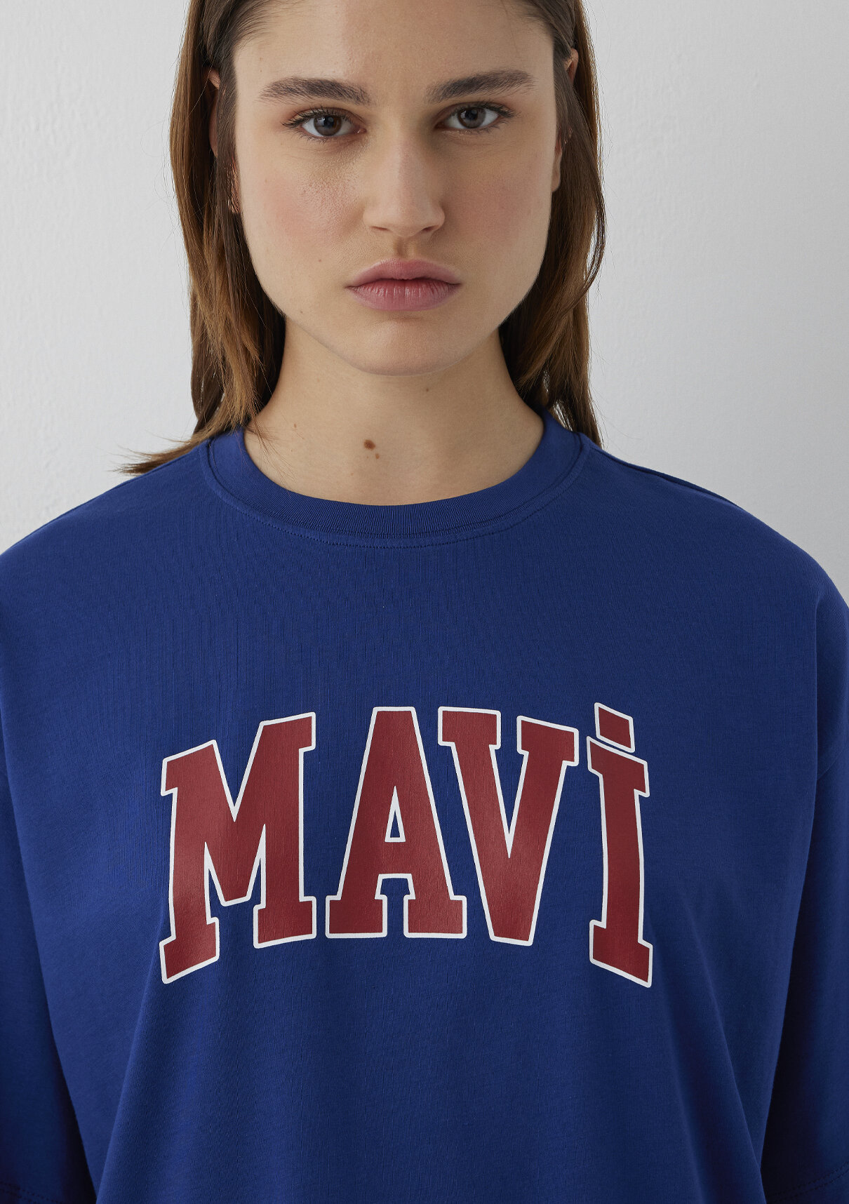 Mavi Logo Baskılı Mavi Tişört görsel 6