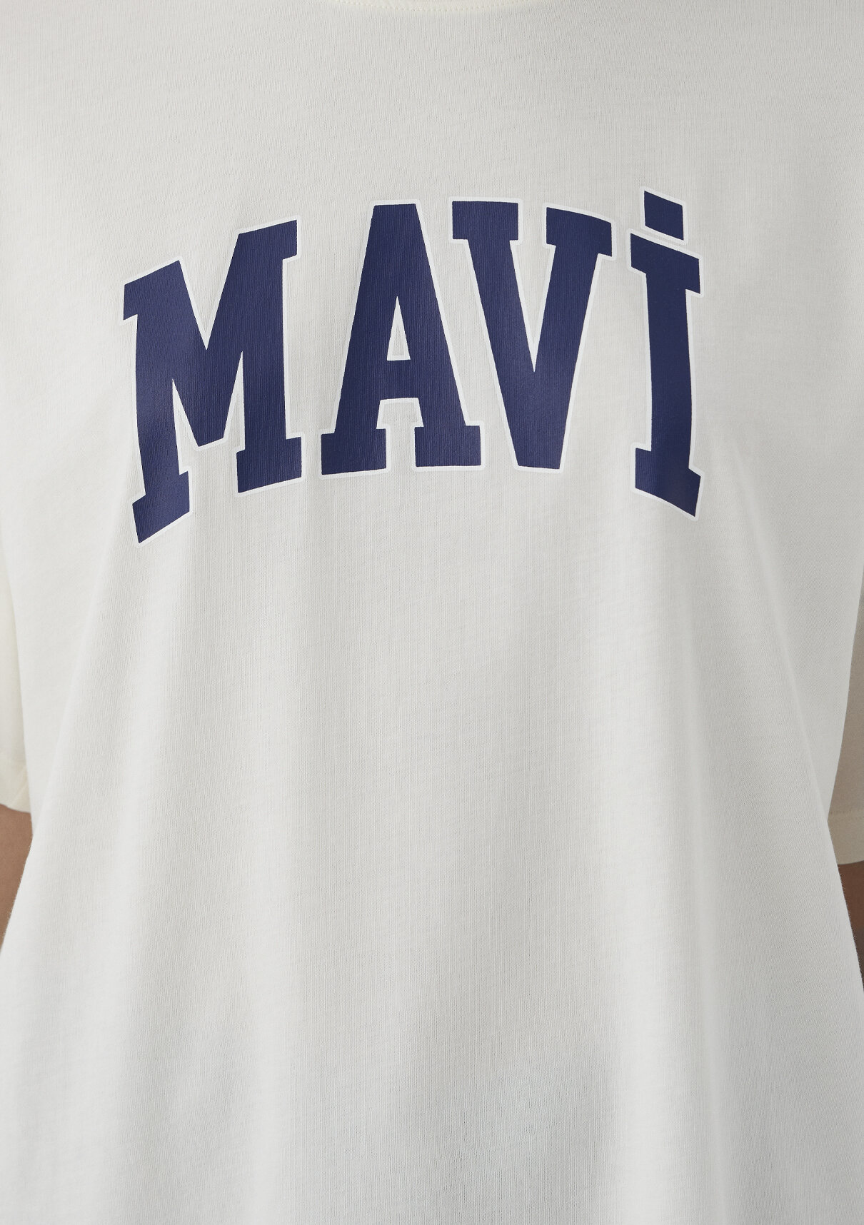 Mavi Logo Baskılı Ekru Tişört görsel 6