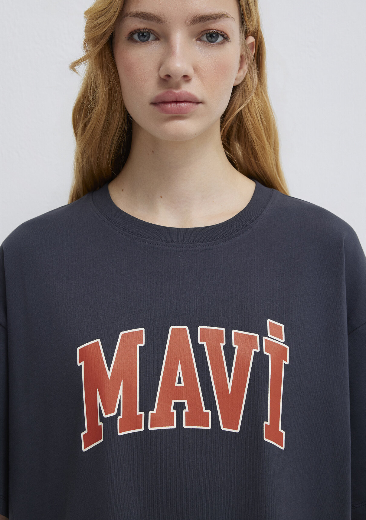 Mavi Logo Baskılı Antrasit Tişört görsel 6