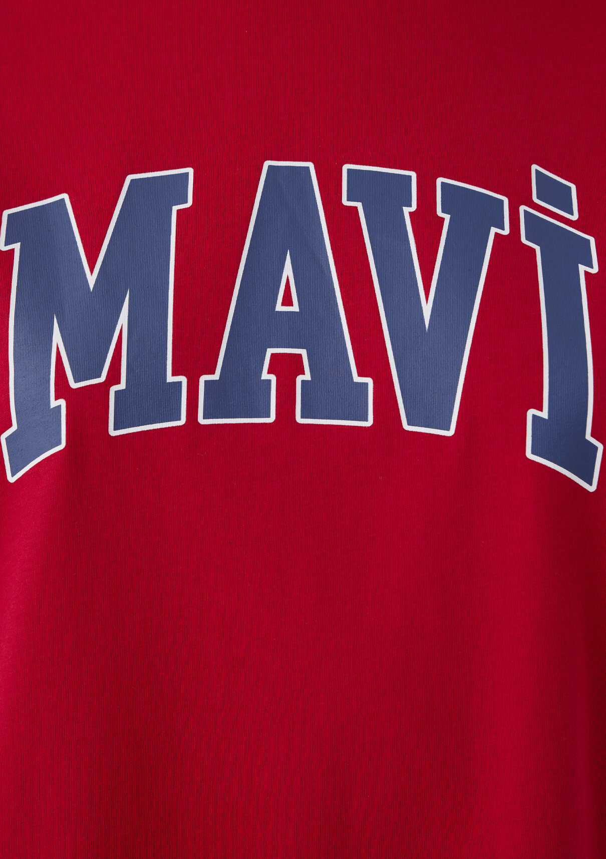 Mavi Logo Baskılı Kırmızı Tişört görsel 6