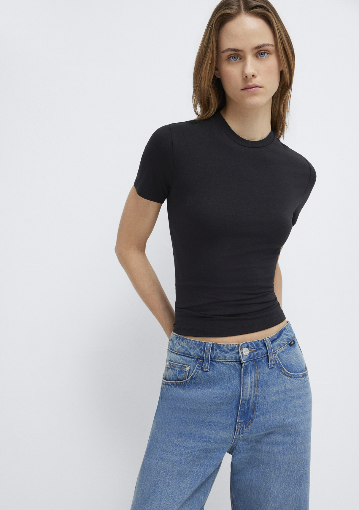 Mavi Soft-Premium Siyah Basic Modal Karışımlı Tişört görsel 2