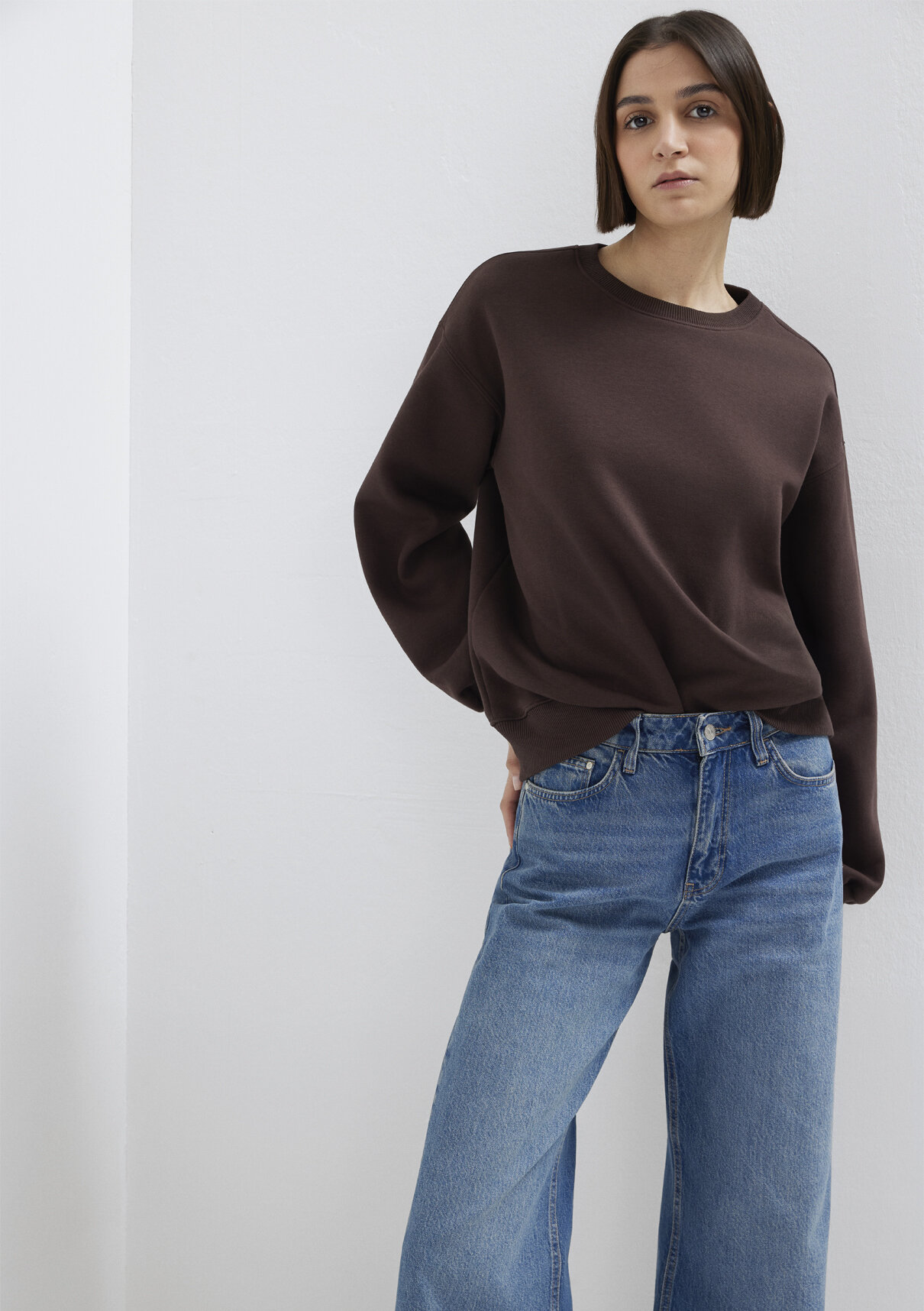 Mavi Bisiklet Yaka Kahverengi Sweatshirt görsel 2