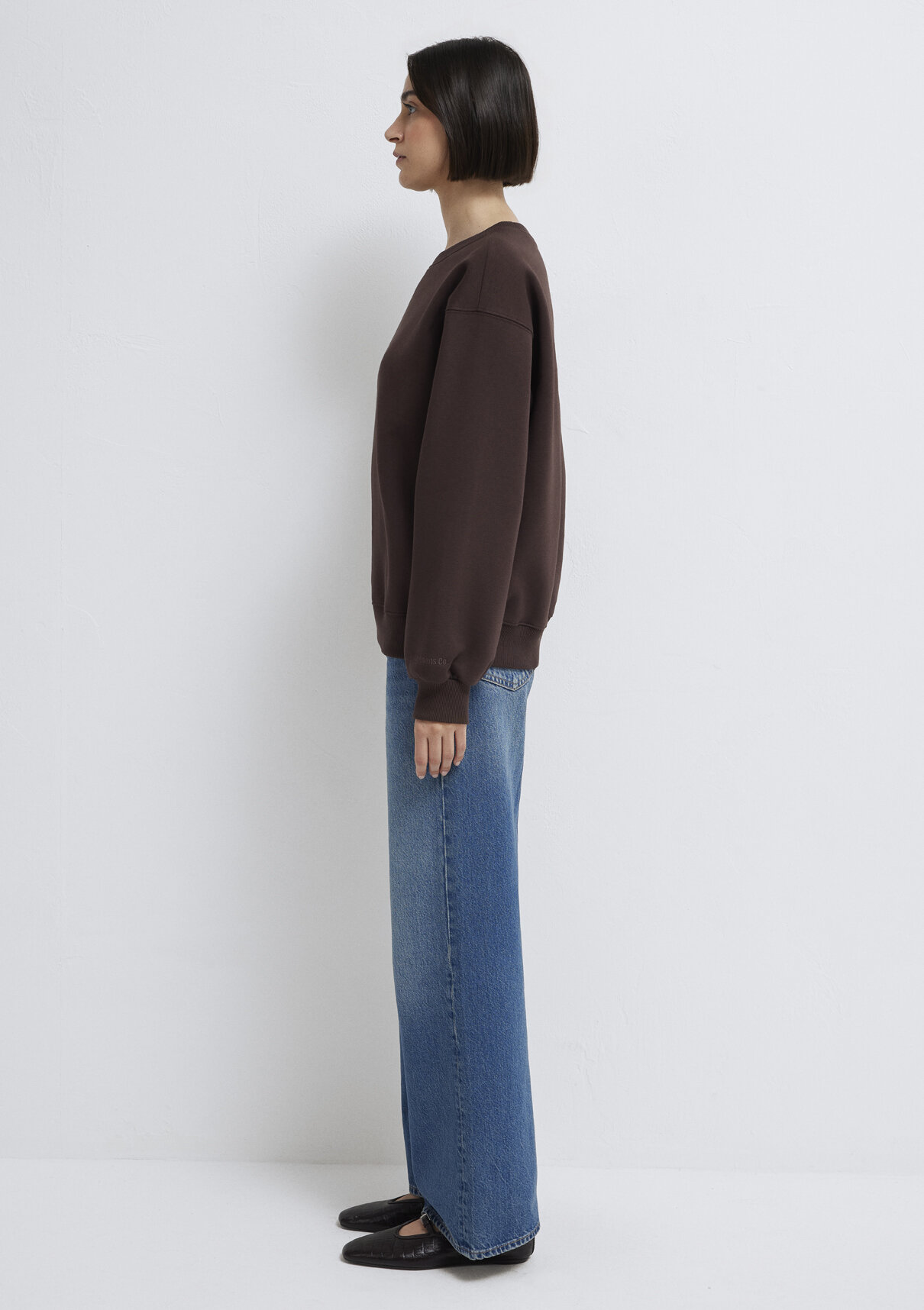 Mavi Bisiklet Yaka Kahverengi Sweatshirt görsel 4