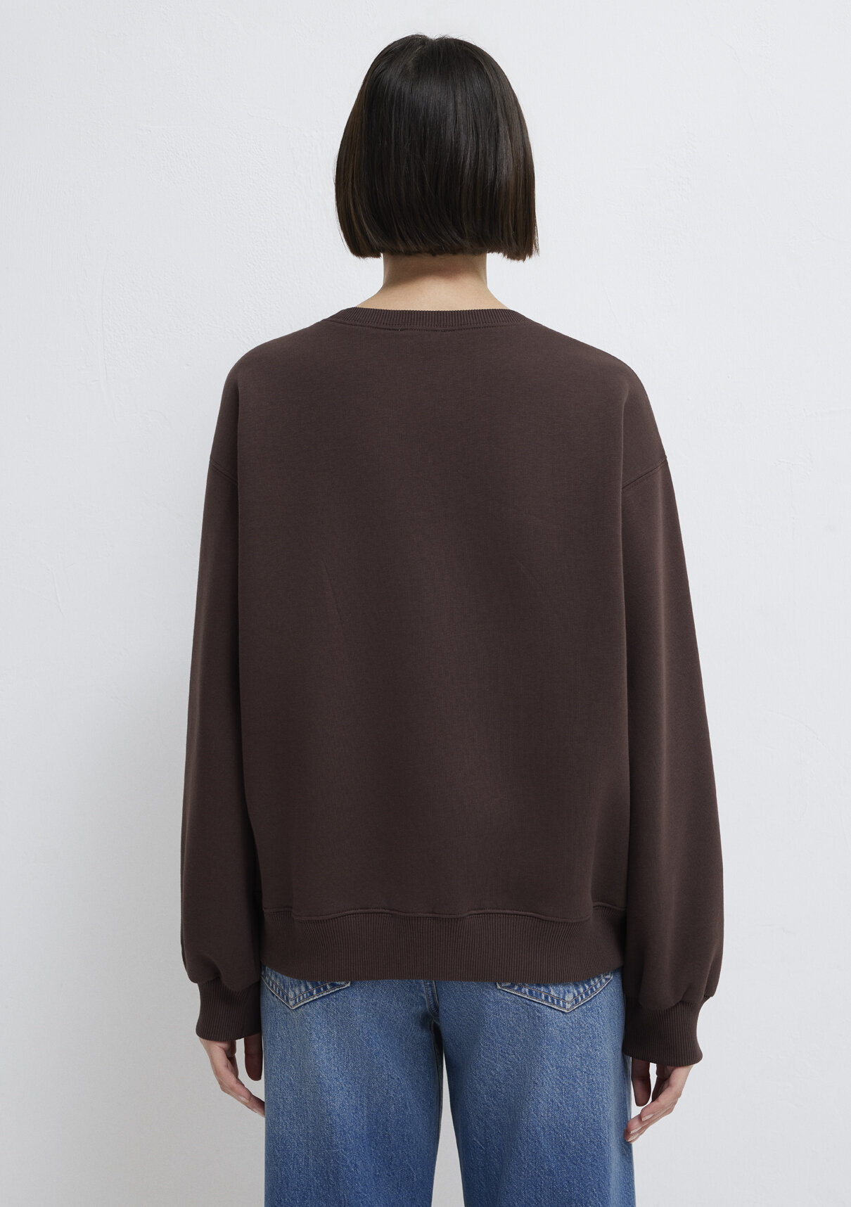 Mavi Bisiklet Yaka Kahverengi Sweatshirt görsel 5