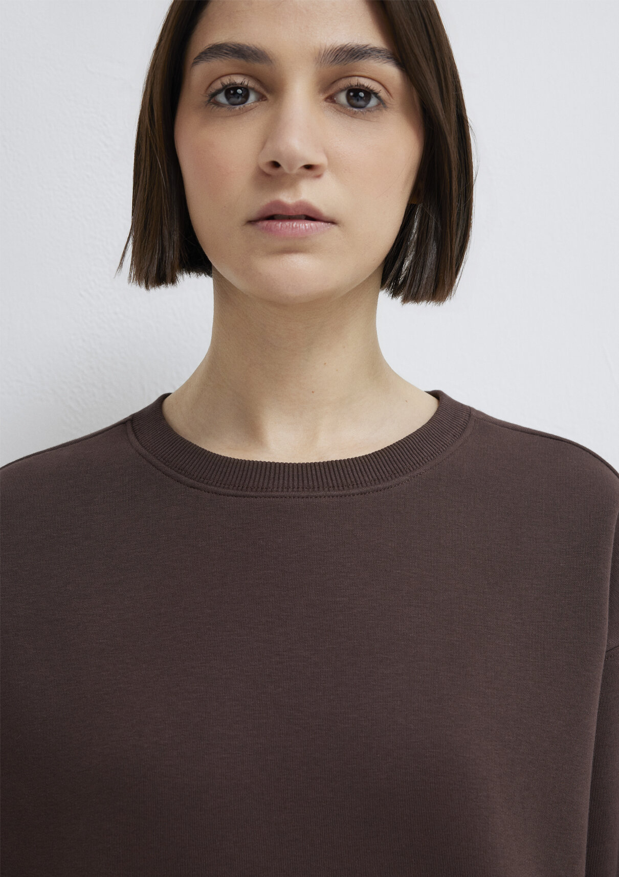 Mavi Bisiklet Yaka Kahverengi Sweatshirt görsel 6