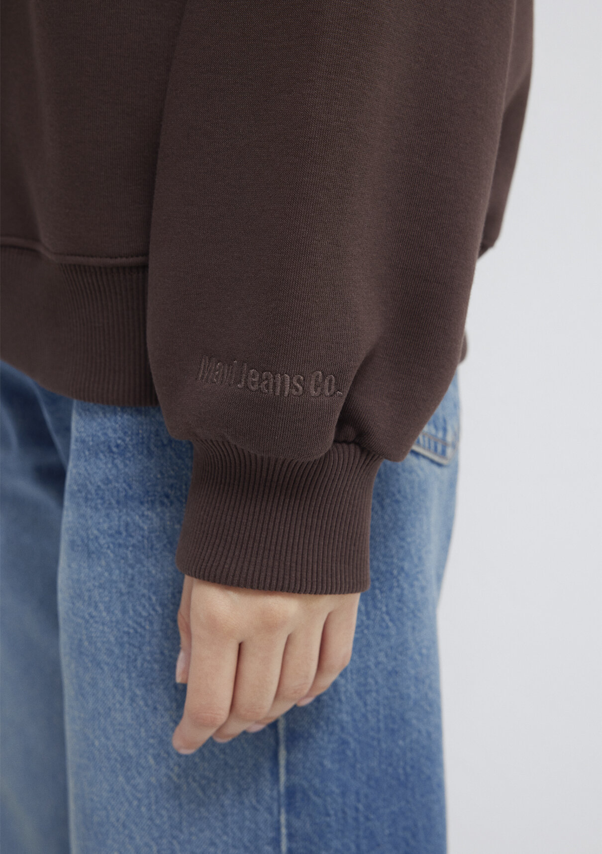 Mavi Bisiklet Yaka Kahverengi Sweatshirt görsel 7