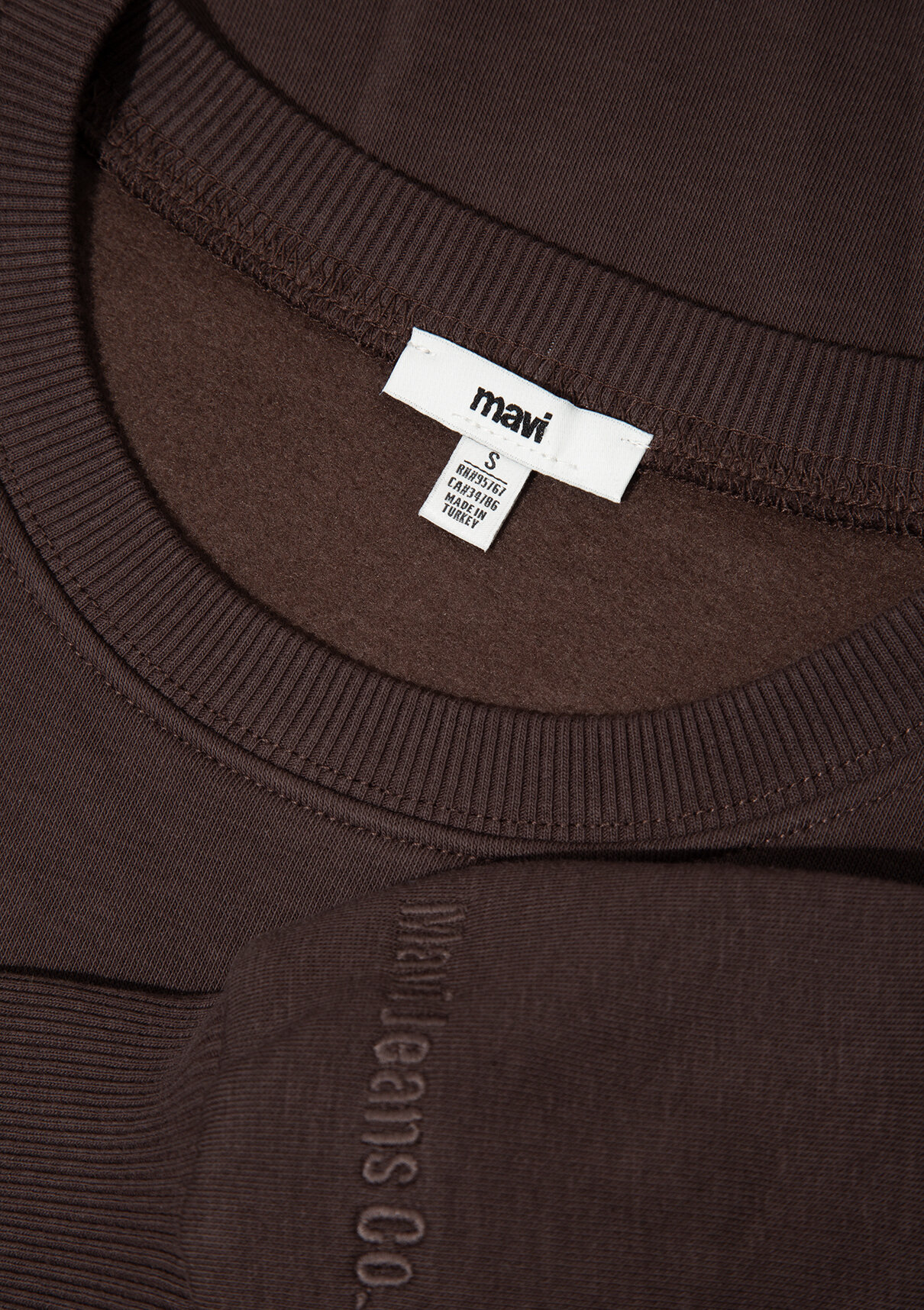 Mavi Bisiklet Yaka Kahverengi Sweatshirt görsel 8