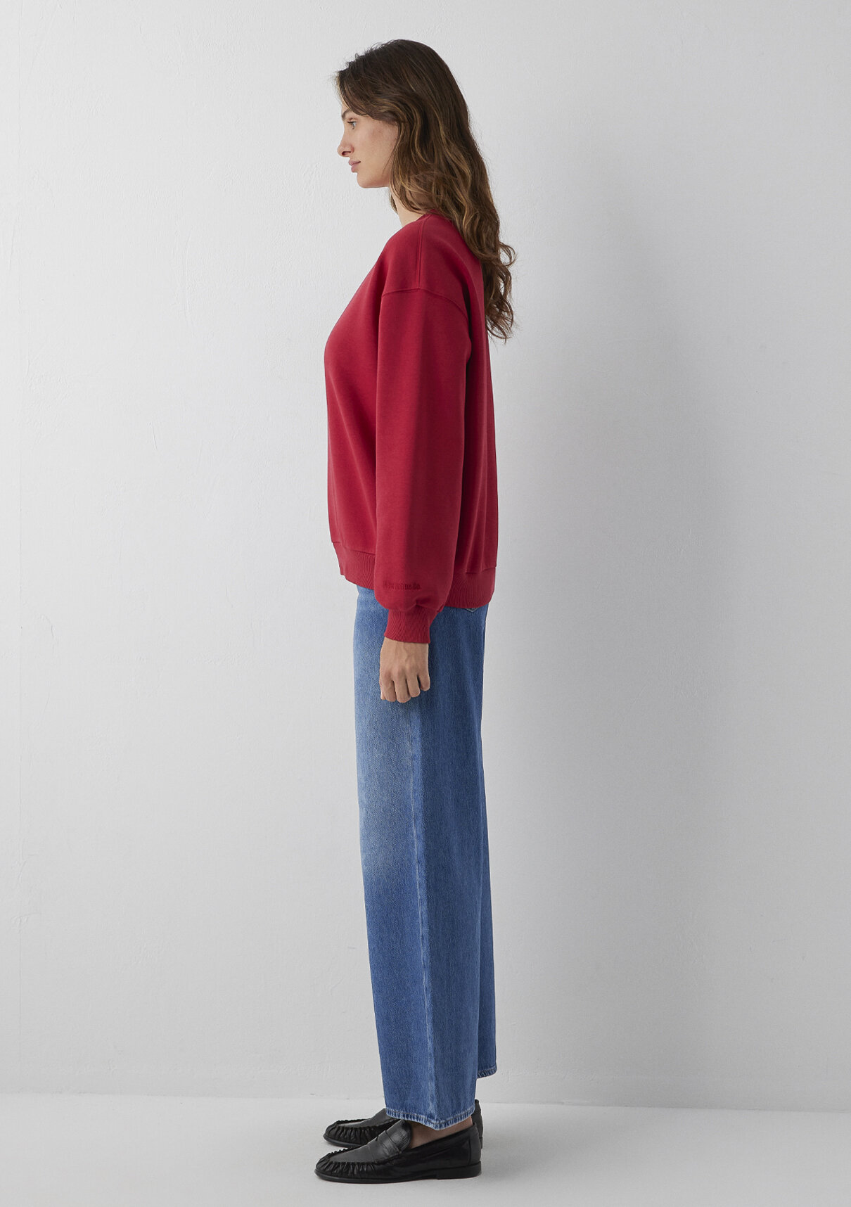 Mavi Bisiklet Yaka Kırmızı Basic Sweatshirt görsel 3