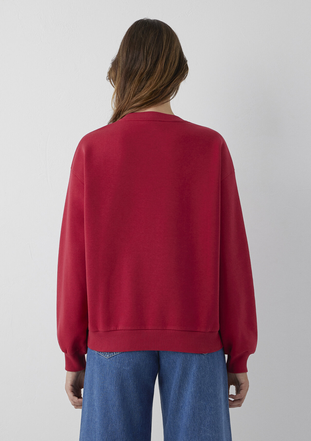Mavi Bisiklet Yaka Kırmızı Basic Sweatshirt görsel 4
