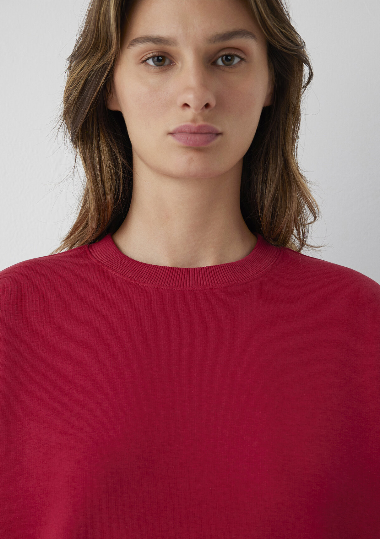 Mavi Bisiklet Yaka Kırmızı Basic Sweatshirt görsel 5