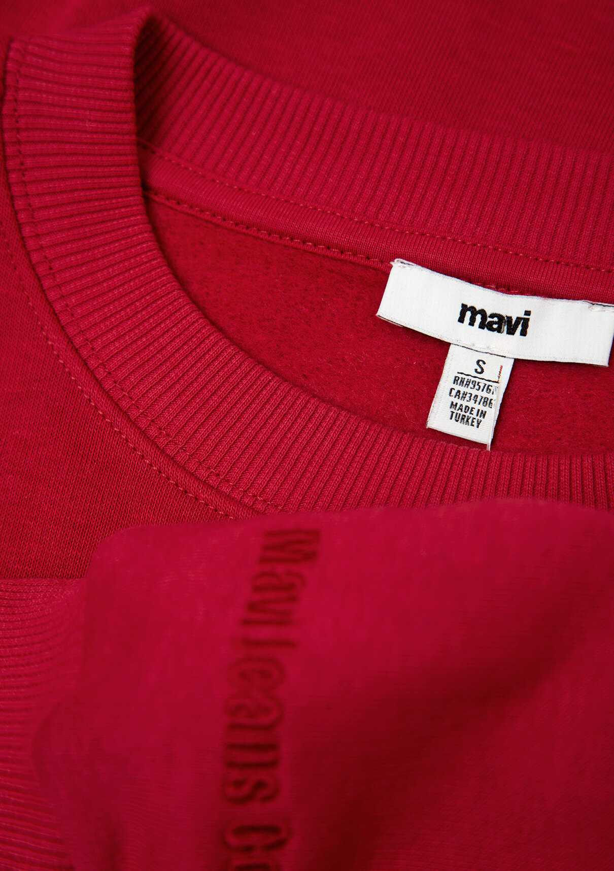 Mavi Bisiklet Yaka Kırmızı Basic Sweatshirt görsel 7