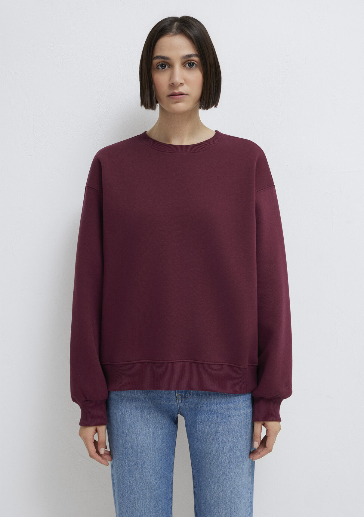 Mavi Bisiklet Yaka Bordo Basic Sweatshirt görsel 3