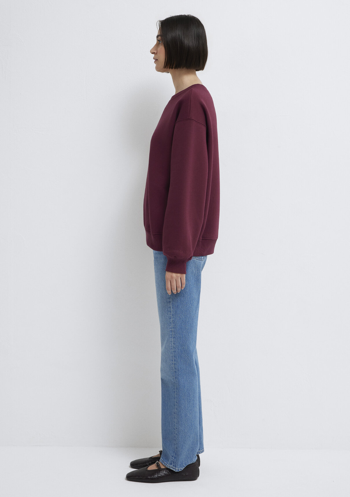Mavi Bisiklet Yaka Bordo Basic Sweatshirt görsel 4