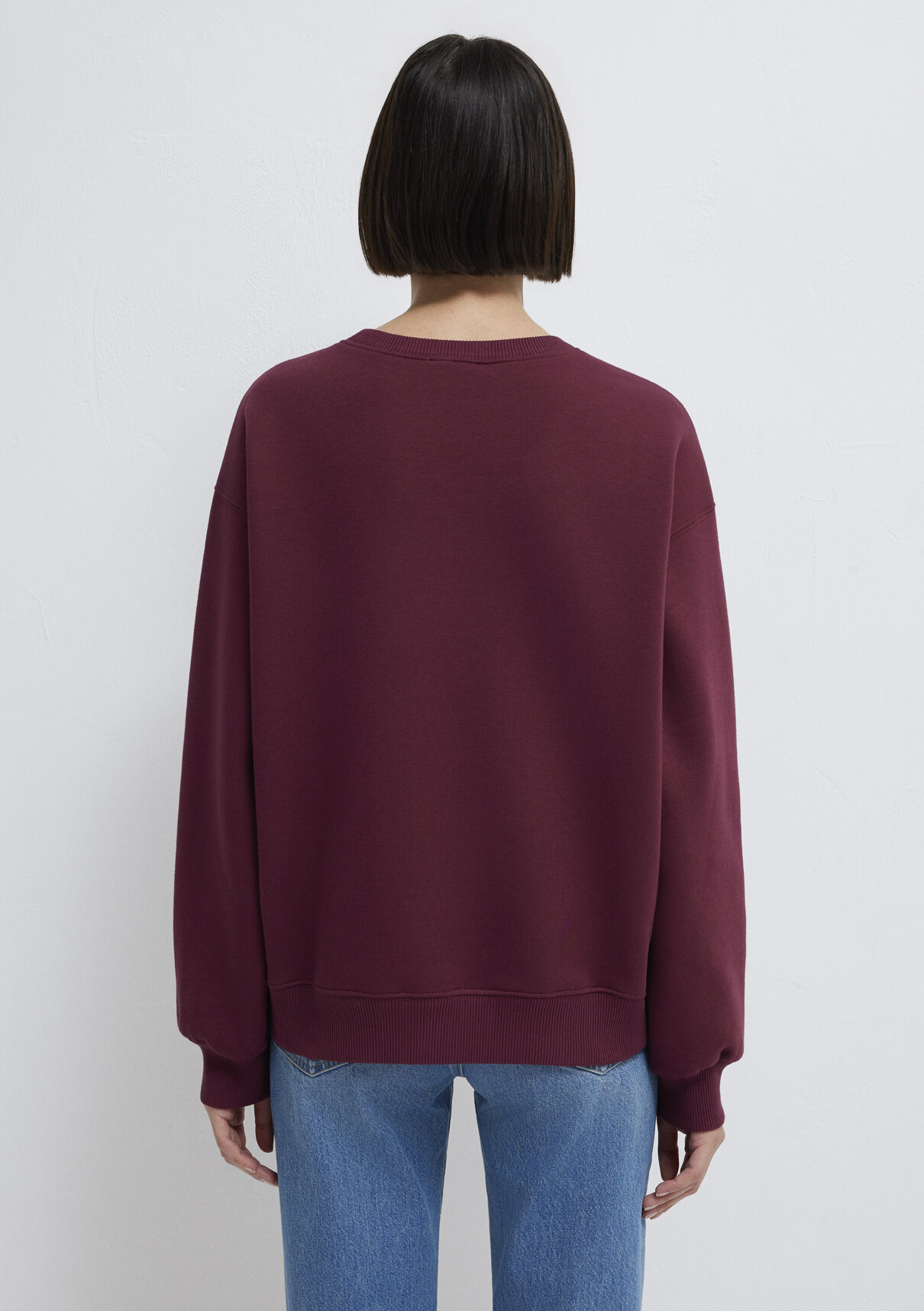 Mavi Bisiklet Yaka Bordo Basic Sweatshirt görsel 5