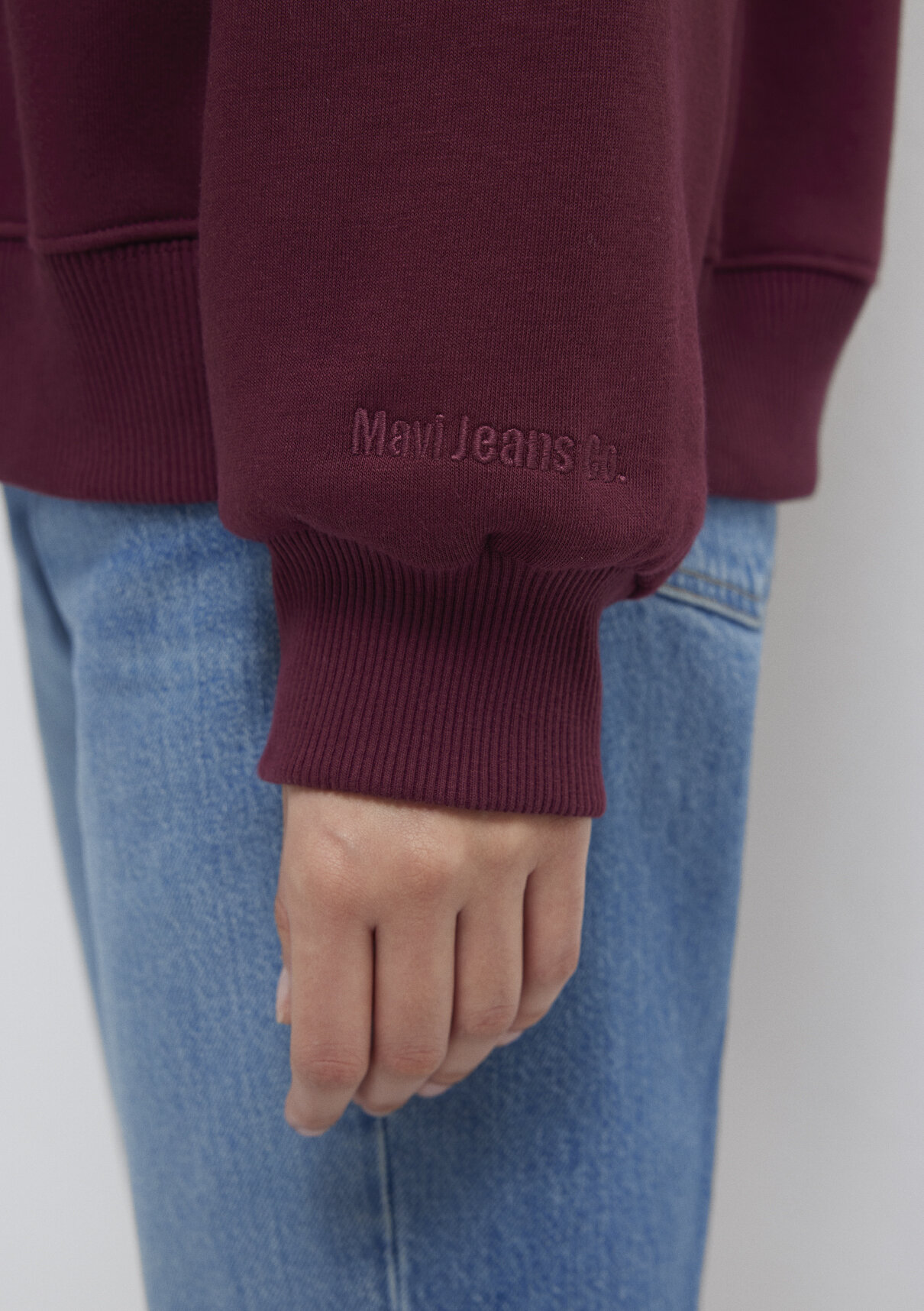 Mavi Bisiklet Yaka Bordo Basic Sweatshirt görsel 7