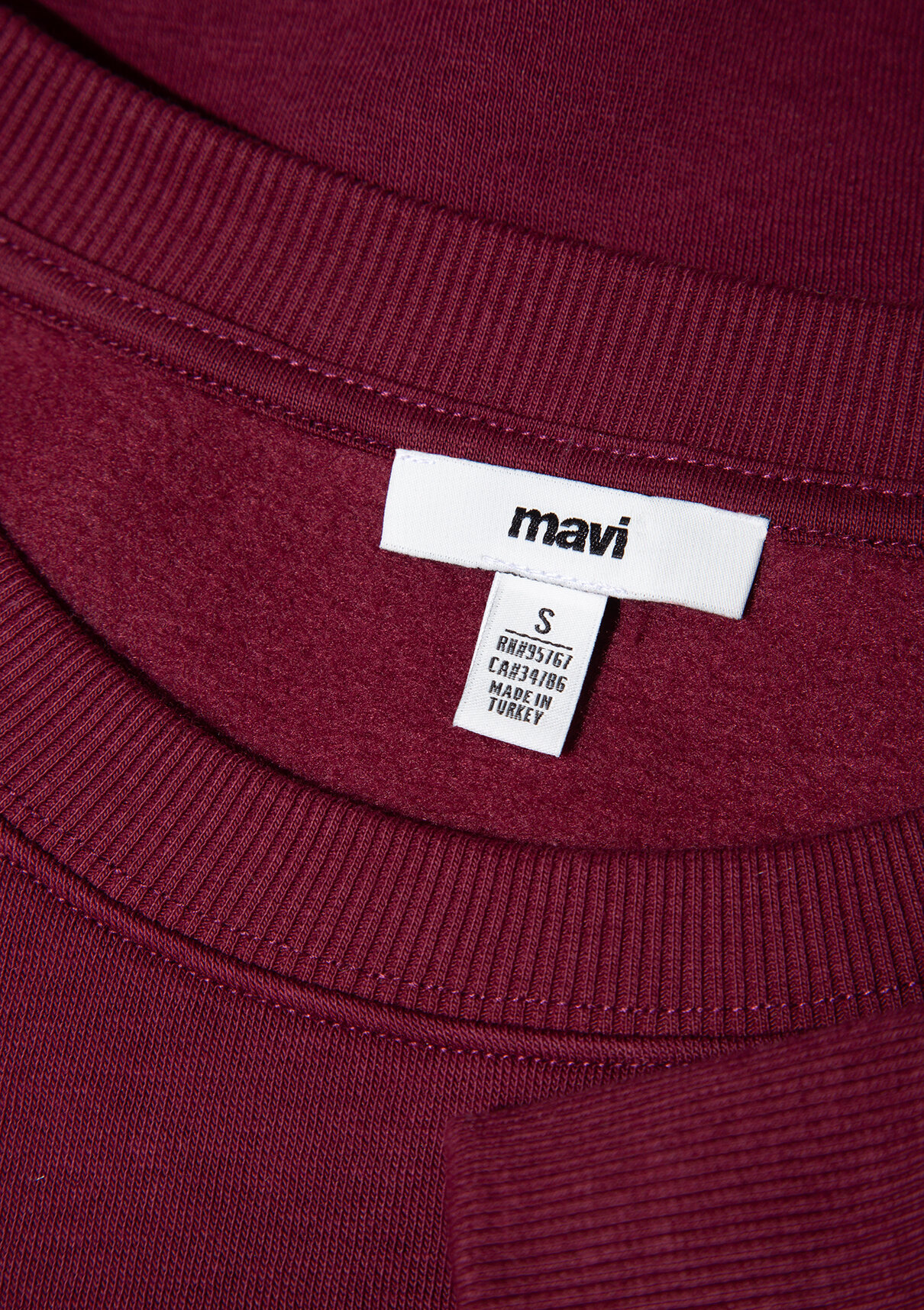 Mavi Bisiklet Yaka Bordo Basic Sweatshirt görsel 8