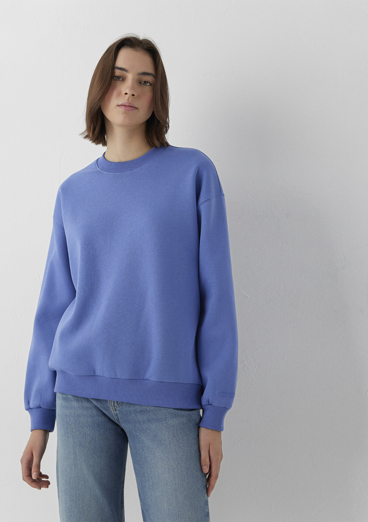 Mavi Bisiklet Yaka Mor Basic Sweatshirt görsel 3