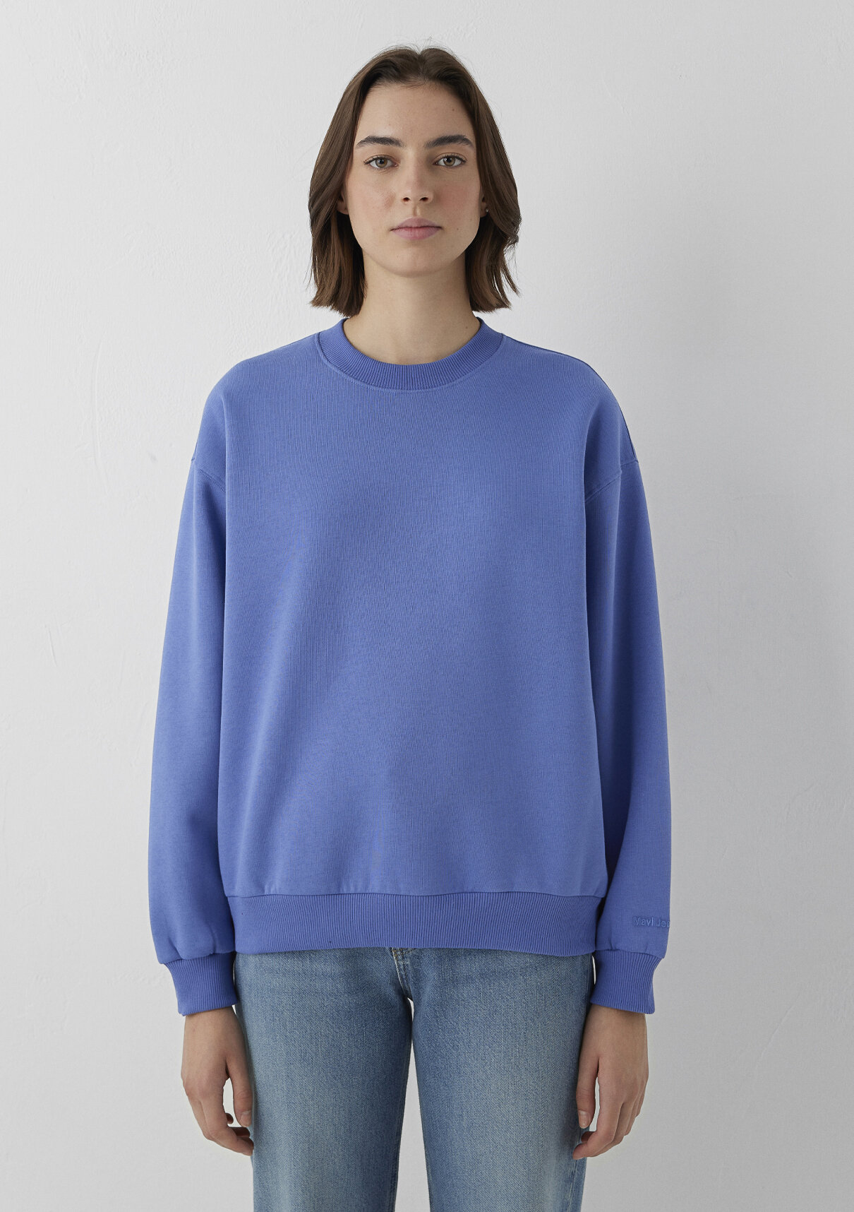 Mavi Bisiklet Yaka Mor Basic Sweatshirt görsel 4