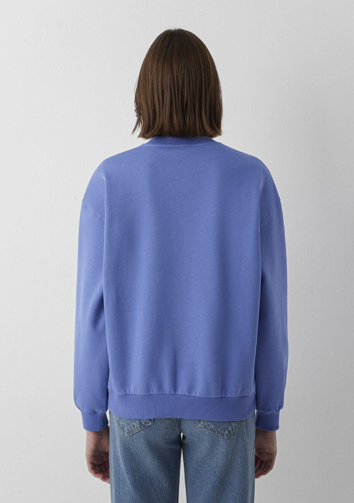 Mavi Bisiklet Yaka Mor Basic Sweatshirt görsel 6